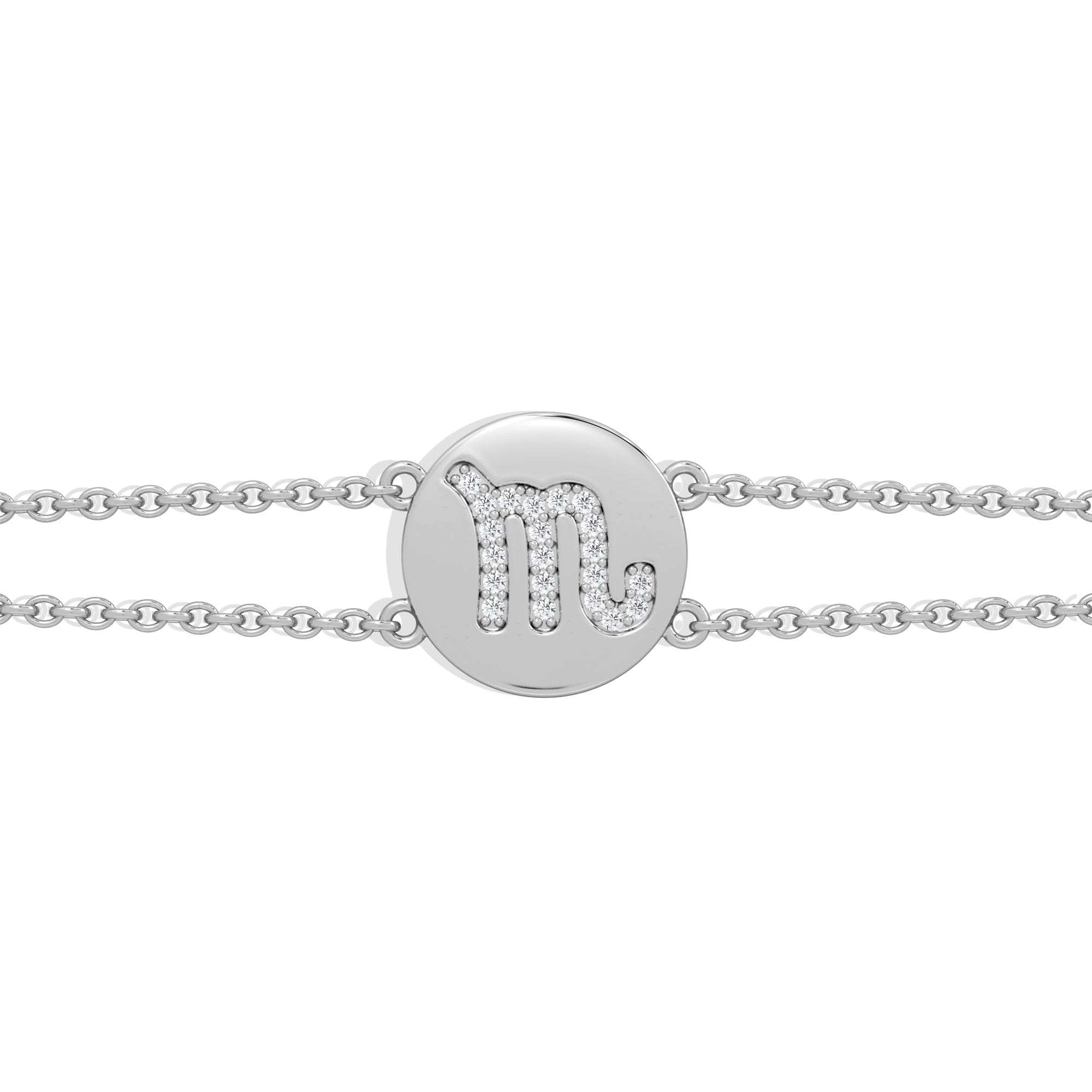 Lab Grown Astrology Scorpio 0.07ct Lab Grown Diamond Adjustable Medallion Bracelet Sterling Silver