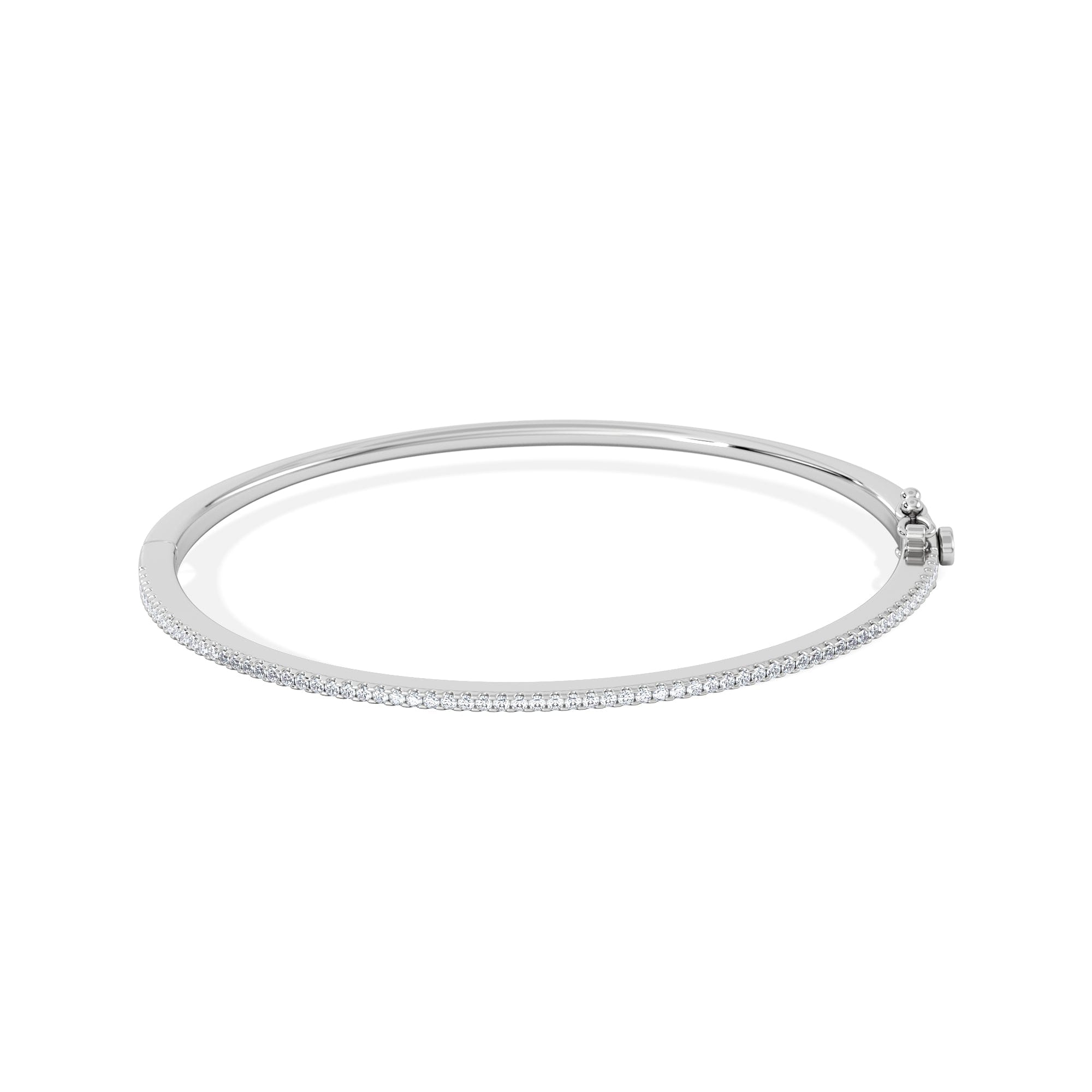 Diamond 0.50ct Lab Diamond Half Pavé Bangle Bracelet in Sterling Silver