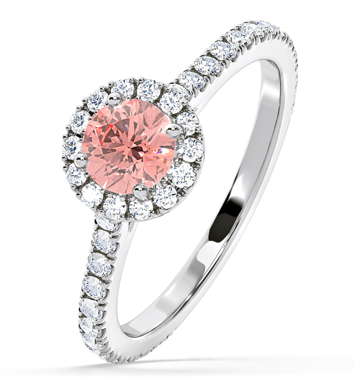 Diamond Reina Pink Lab Diamond 1.10ct Halo Ring in Platinum - Elara Collection