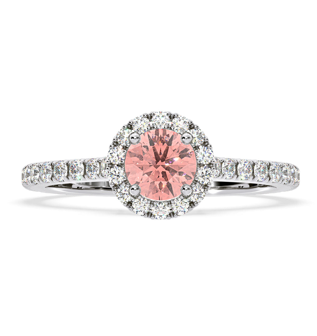Diamond Reina Pink Lab Diamond 1.10ct Halo Ring in Platinum - Elara Collection
