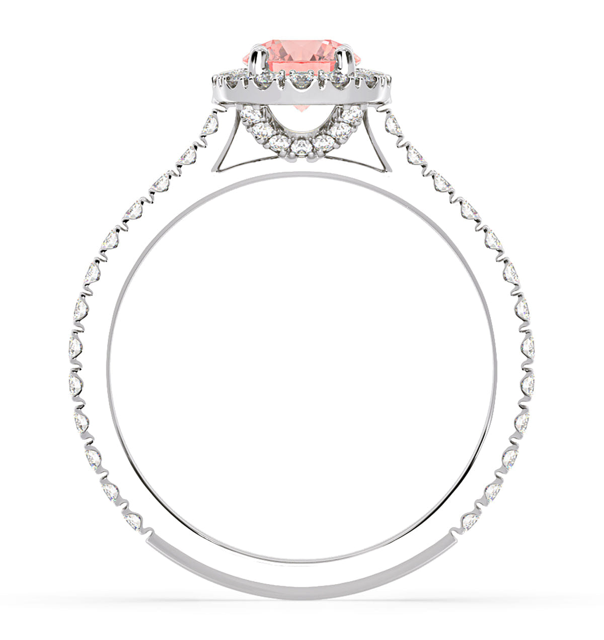 Diamond Reina Pink Lab Diamond 1.10ct Halo Ring in Platinum - Elara Collection