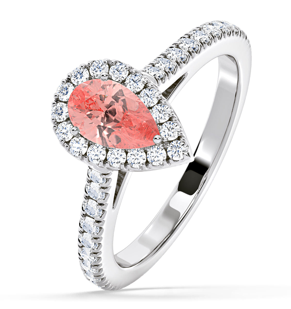 Diamond Diana Pink Lab Diamond Pear Halo Ring 1.00ct in Platinum - Elara Collection