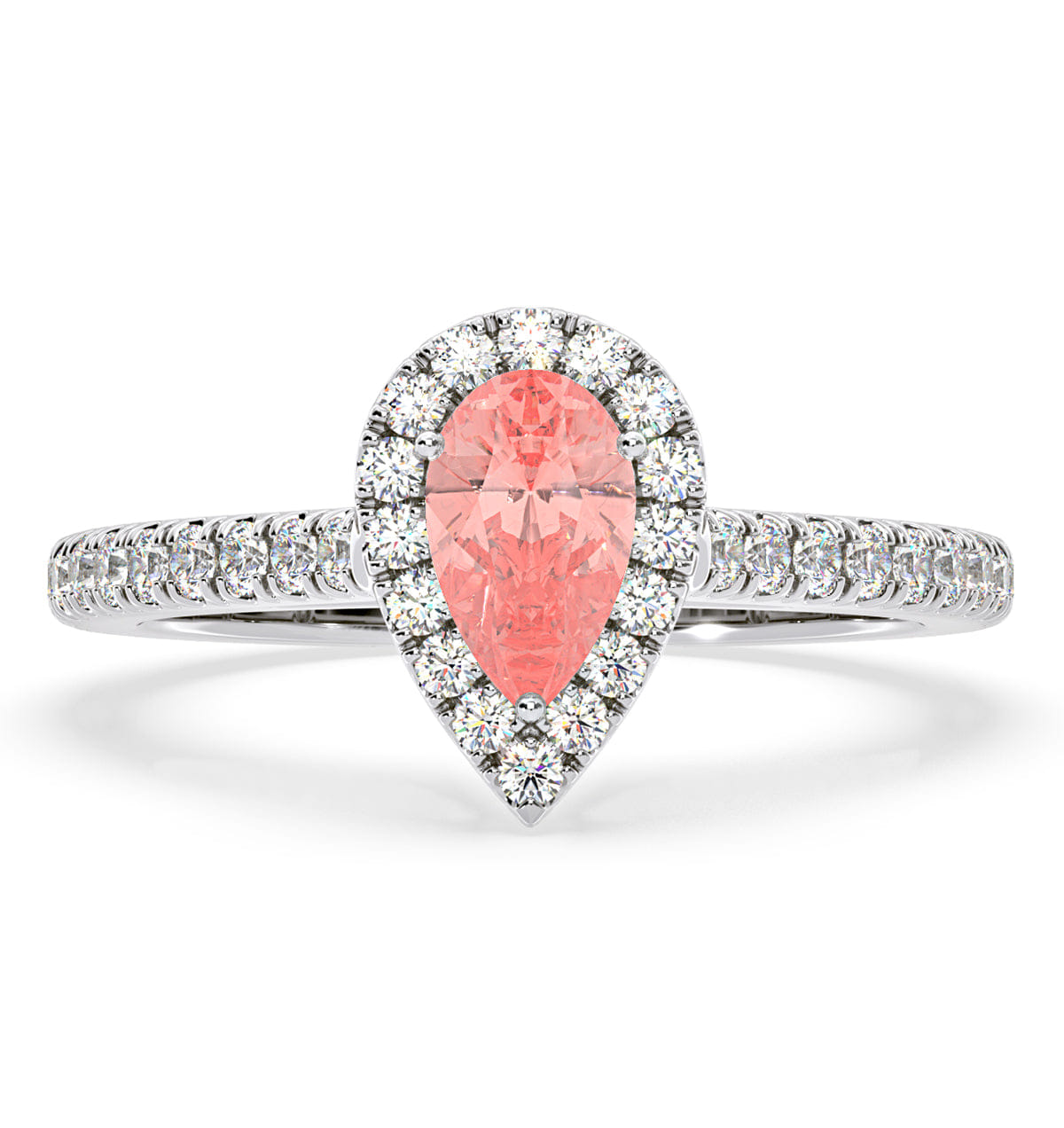 Diamond Diana Pink Lab Diamond Pear Halo Ring 1.00ct in Platinum - Elara Collection