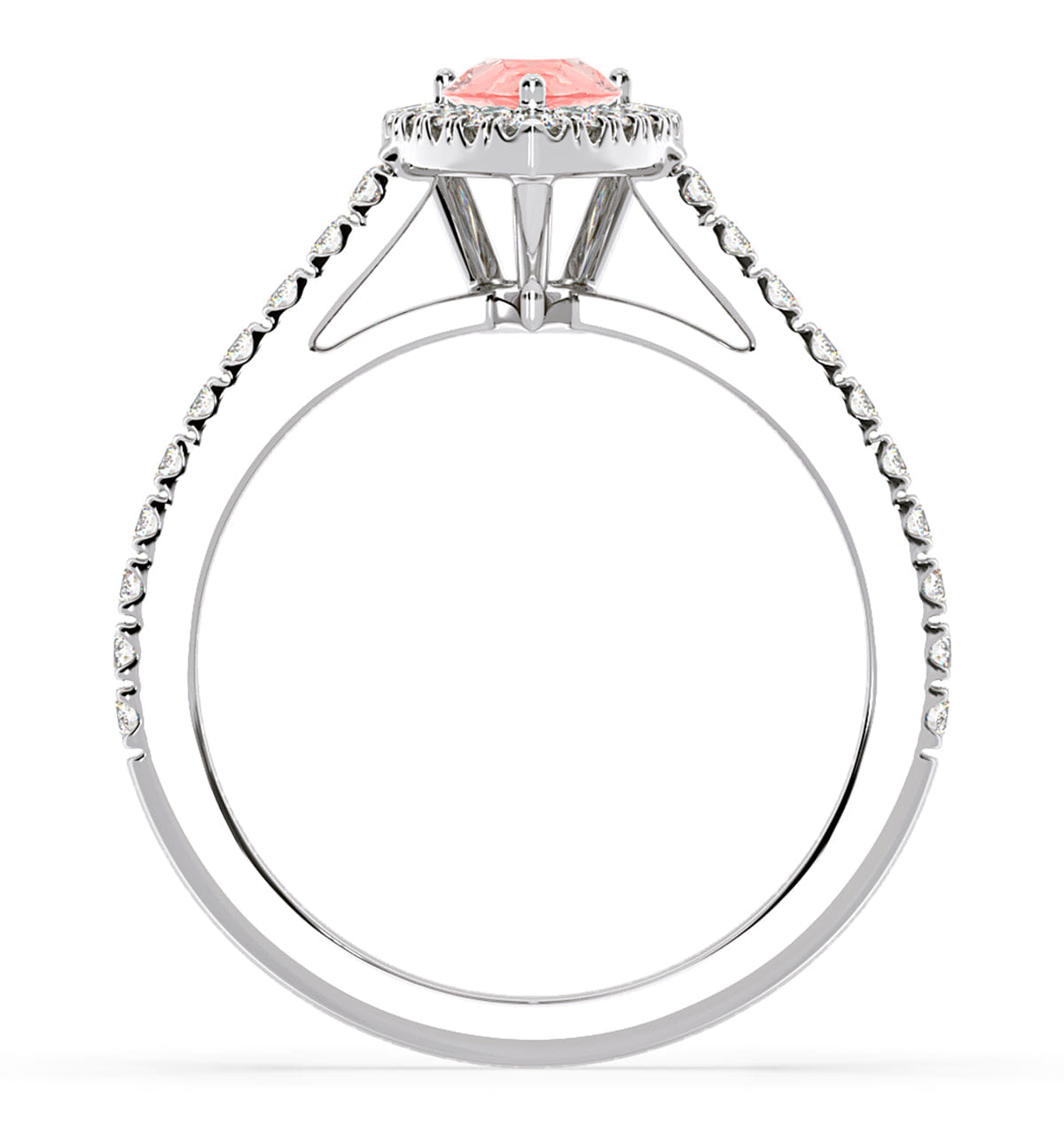 Diamond Diana Pink Lab Diamond Pear Halo Ring 1.00ct in Platinum - Elara Collection