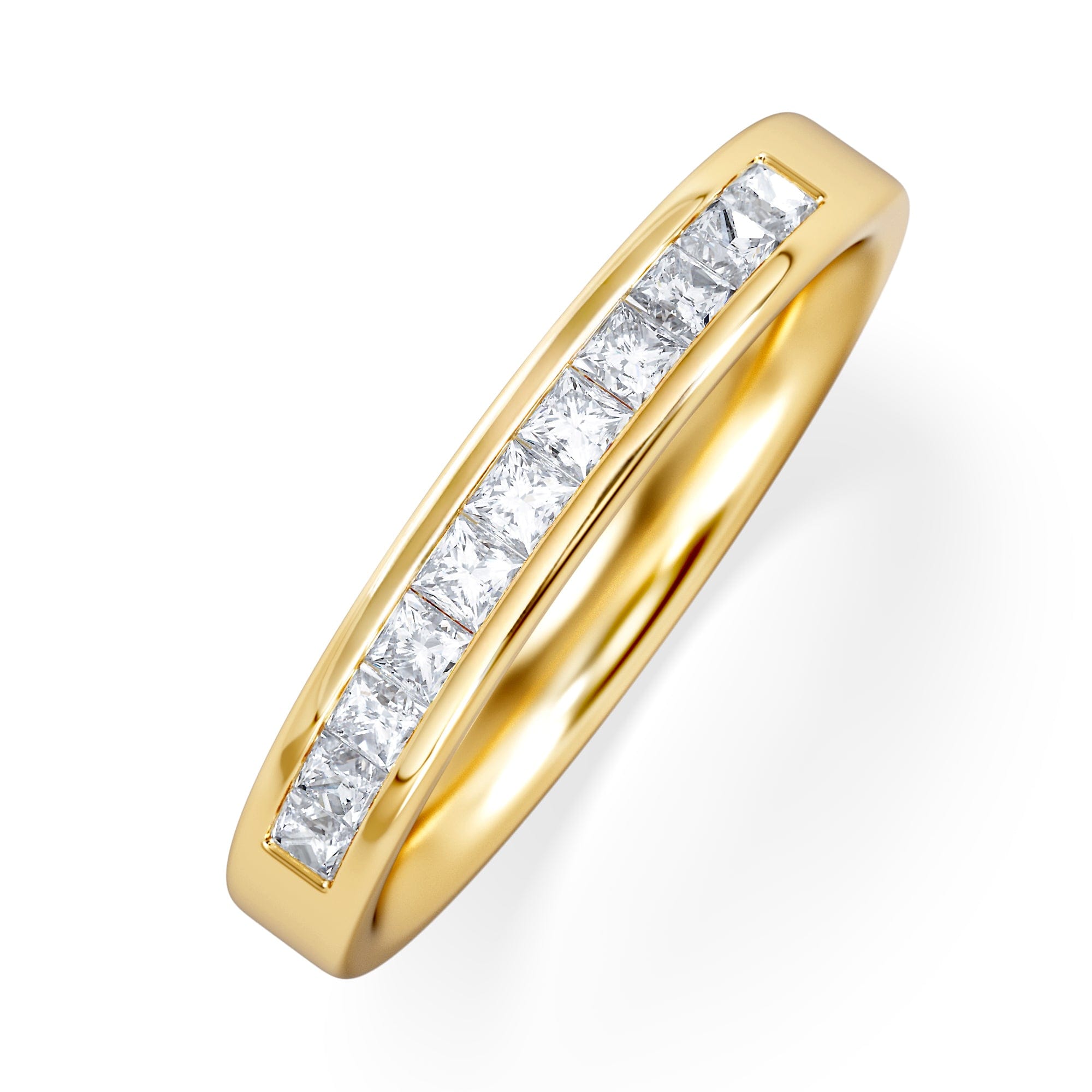 PRINCESS 18K Gold Princess Diamond Half Eternity Ring 0.50CT H/SI