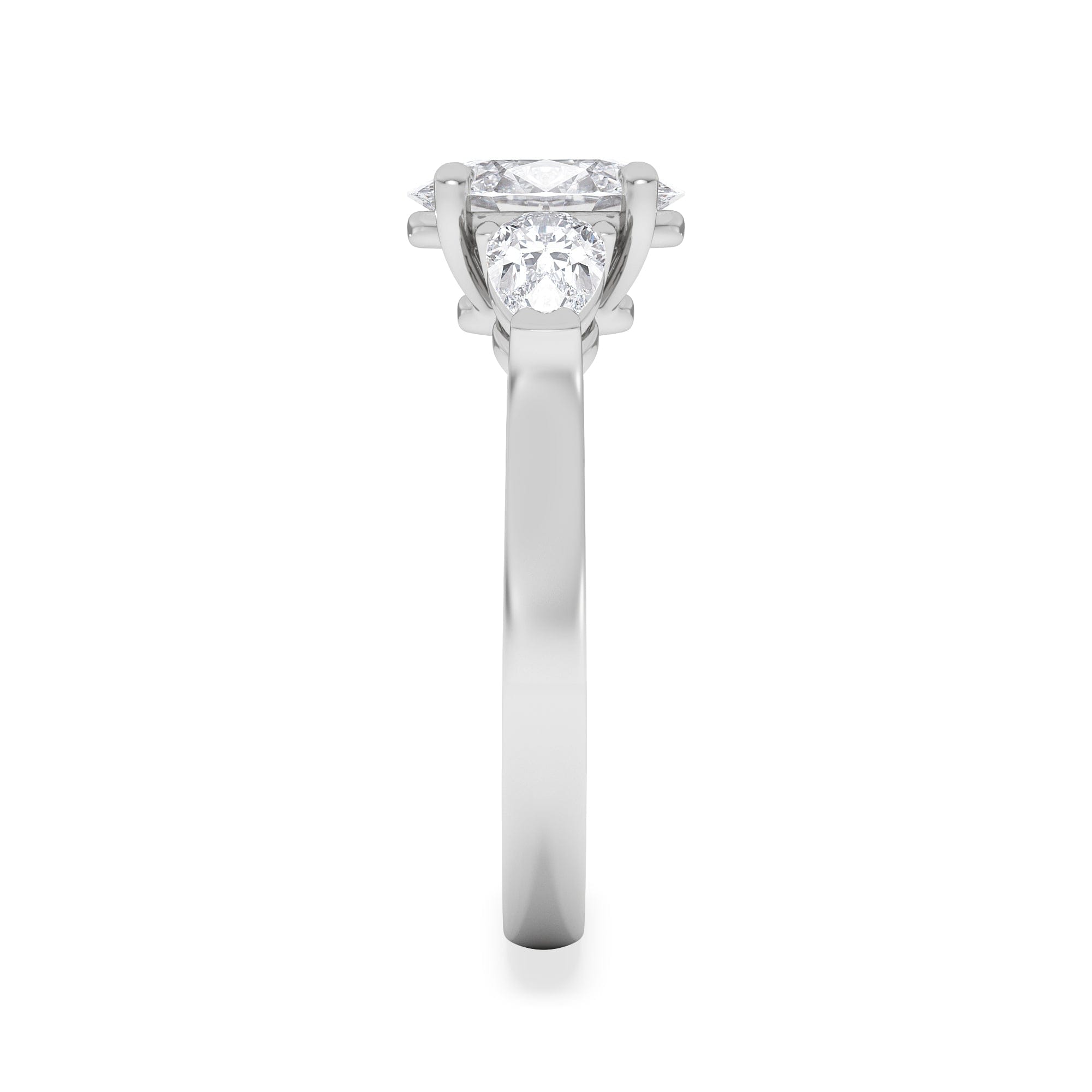 Diamond Adore 1.50ct Oval Cut Lab Diamond 3 Stone Engagement Ring in Platinum