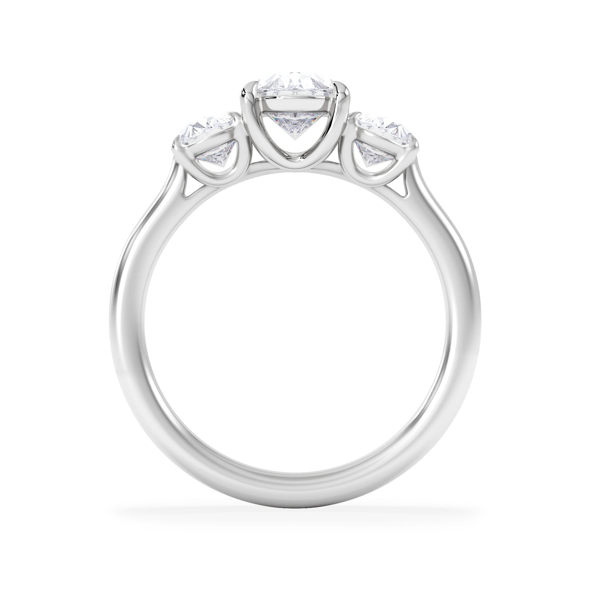 Diamond Ever 2.00ct Oval Cut Lab Diamond 3 Stone Engagement Ring in Platinum