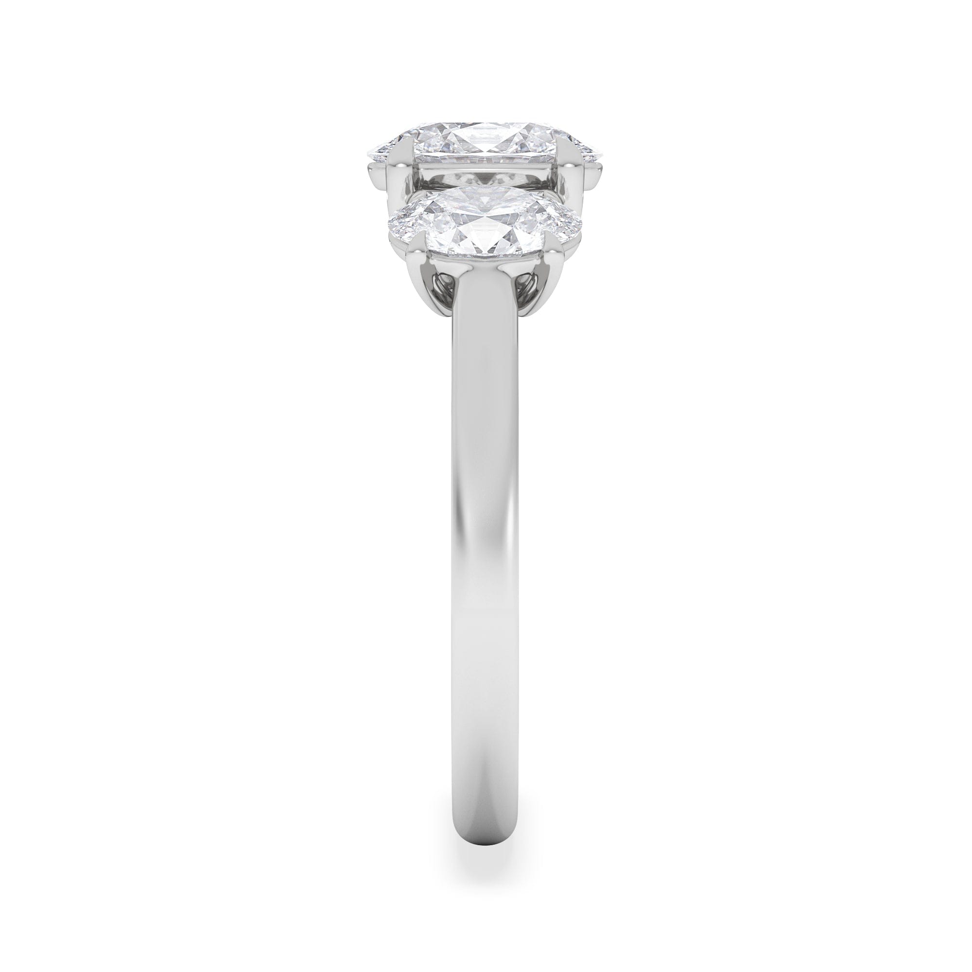 Diamond Ever 2.00ct Oval Cut Lab Diamond 3 Stone Engagement Ring in Platinum