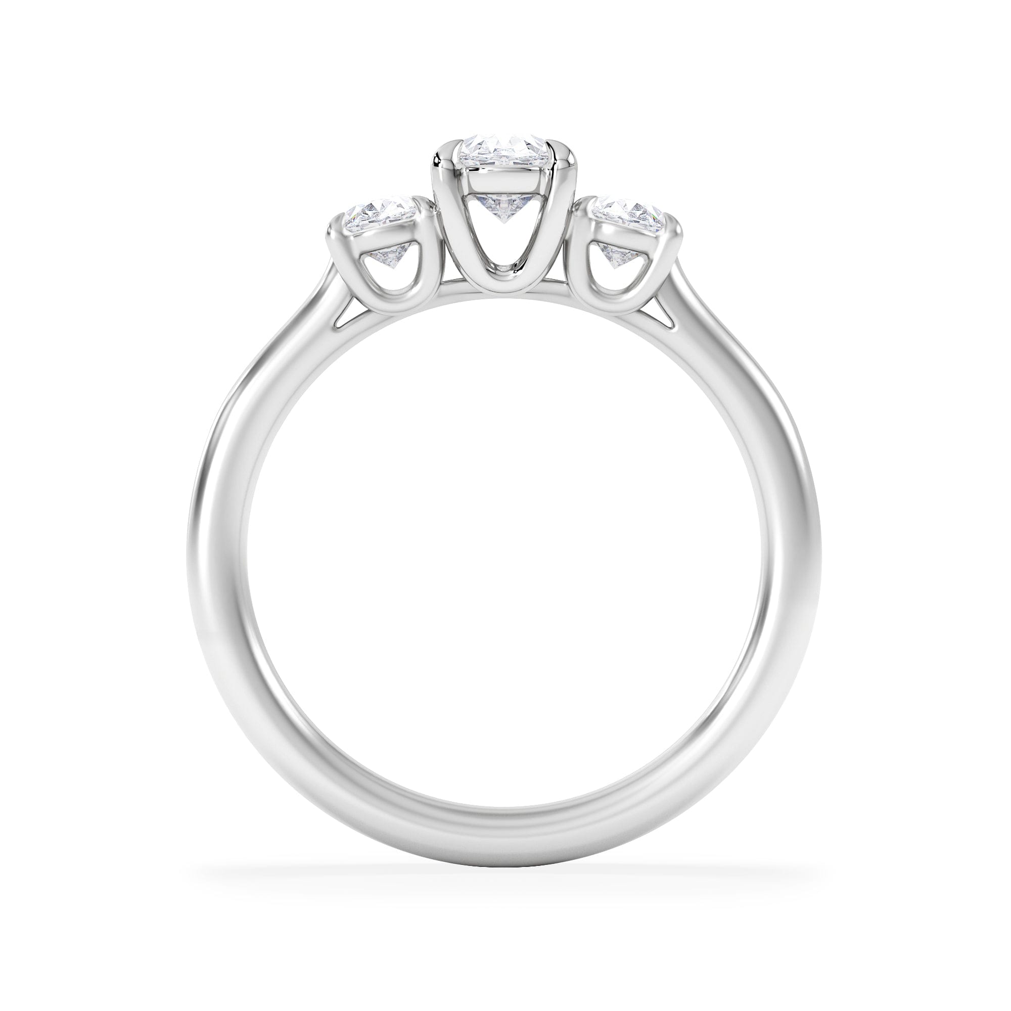 Diamond Ever 1.00ct Oval Cut Lab Diamond 3 Stone Engagement Ring in Platinum