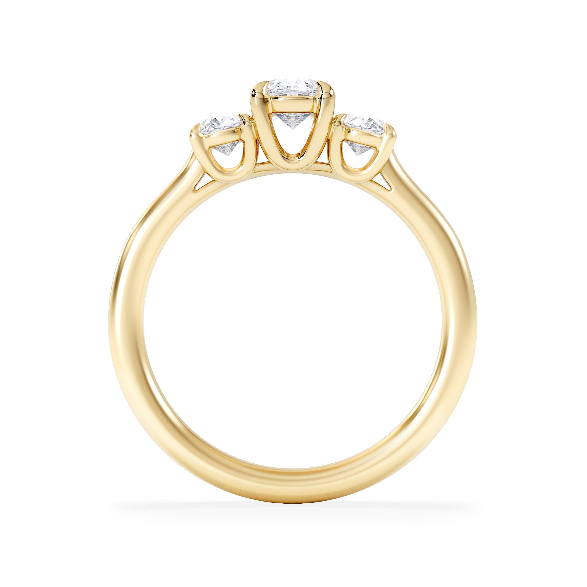 Diamond Ever 1.00ct Oval Cut Lab Diamond 3 Stone Engagement Ring in 18K Yellow Gold