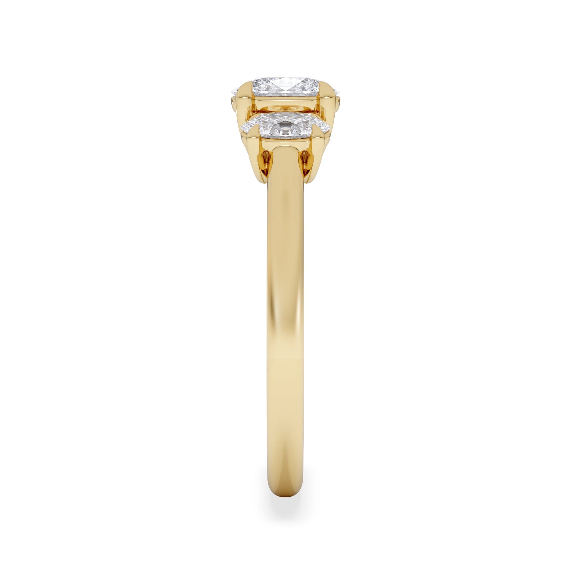 Diamond Ever 1.00ct Oval Cut Lab Diamond 3 Stone Engagement Ring in 18K Yellow Gold