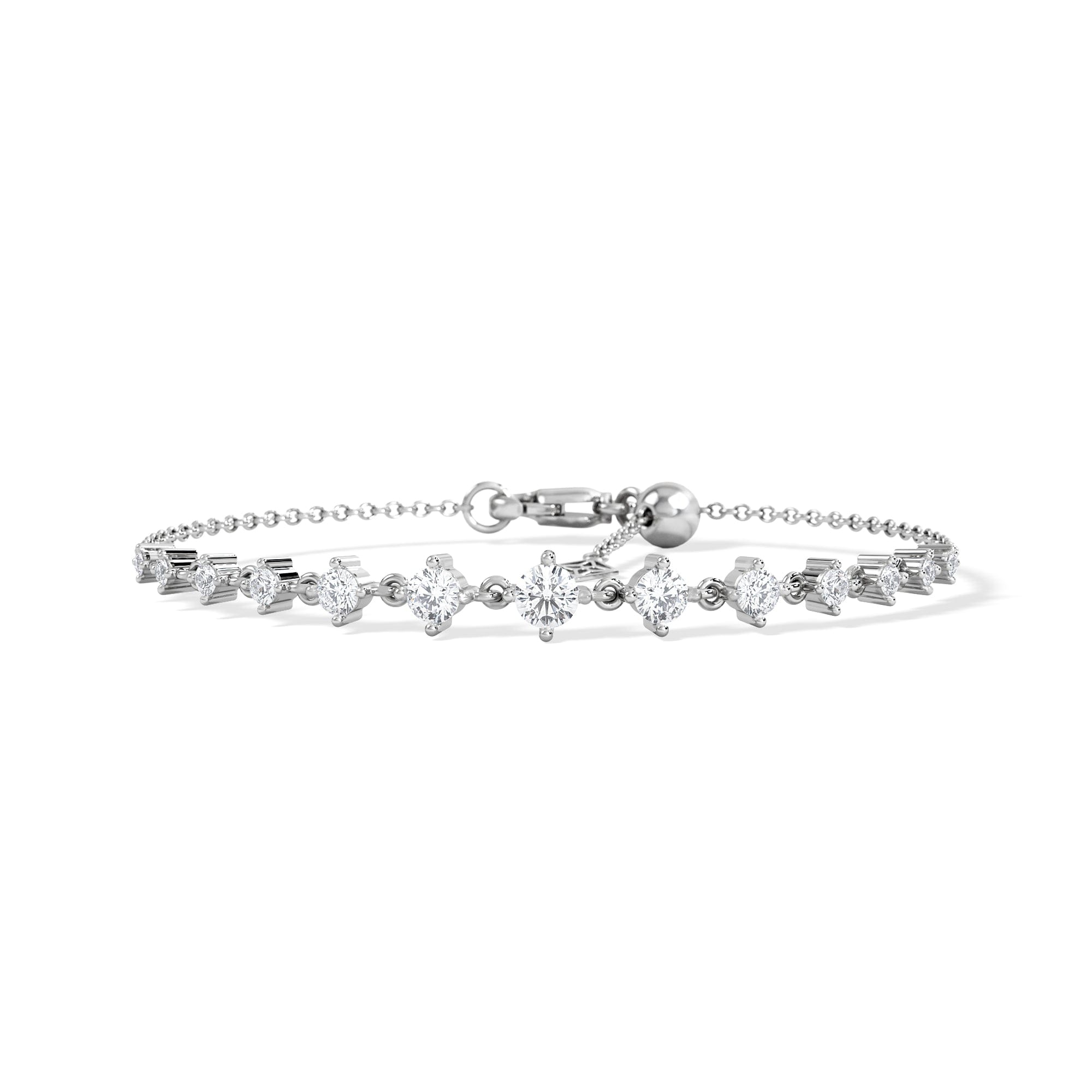 Diamond Moments 1.00ct Round Cut Lab Diamond Adjustable Tennis Bracelet in Sterling Silver