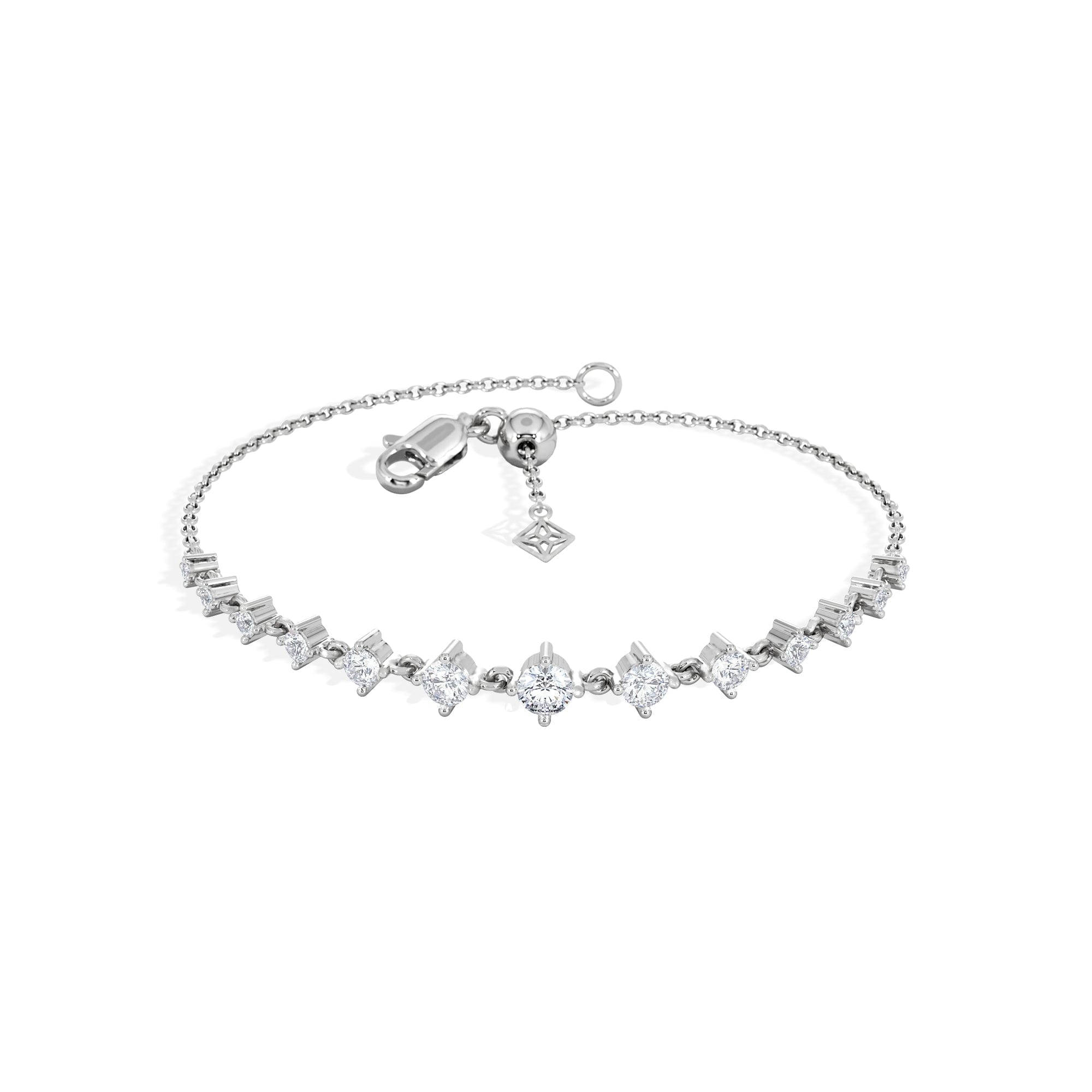 Diamond Moments 1.00ct Round Cut Lab Diamond Adjustable Tennis Bracelet in Sterling Silver