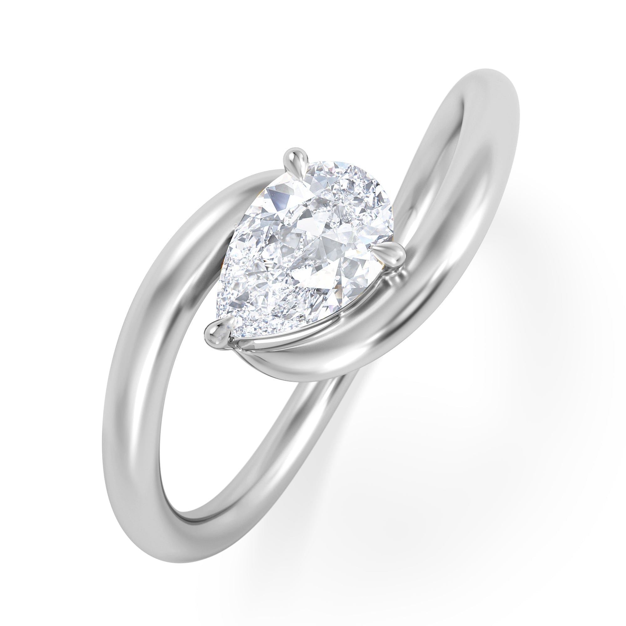 Solitaire Affinity 0.50ct Pear Cut Lab Diamond Solitaire Engagement Ring in Platinum