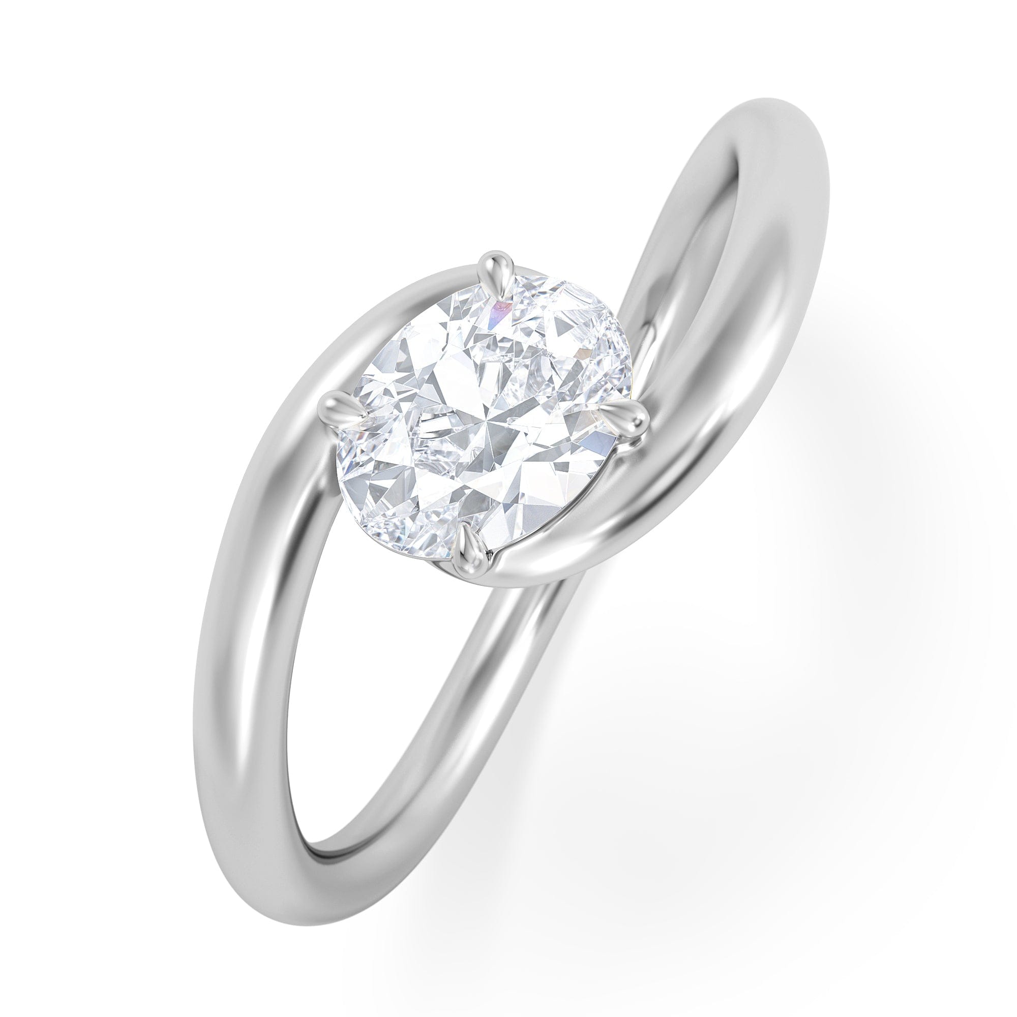 Solitaire Affinity 0.50ct Oval Cut Lab Diamond Solitaire Engagement Ring in Platinum