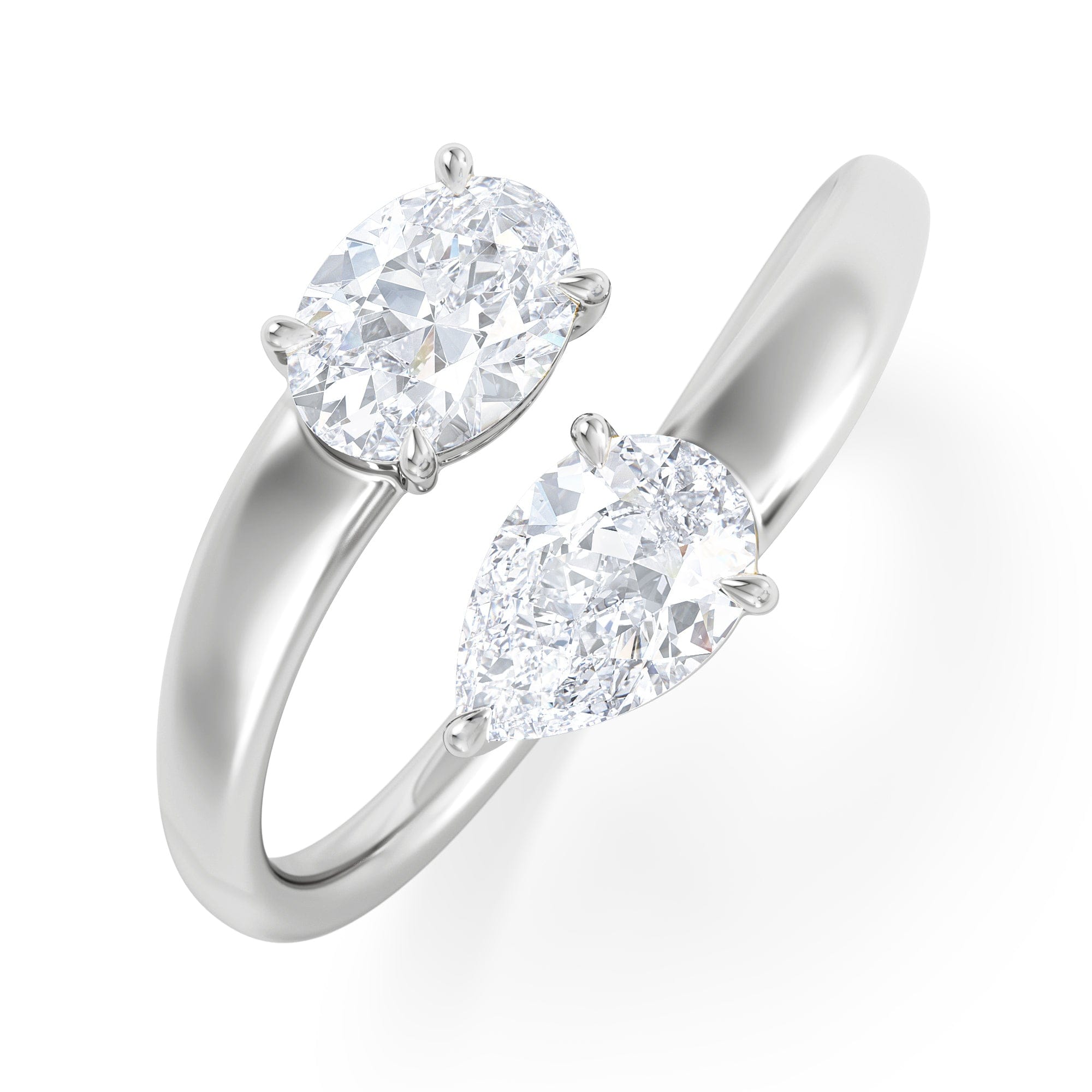 Diamond Affinity 0.80ct Oval and Pear Cut Lab Diamond 2 Stone Ring in Platinum