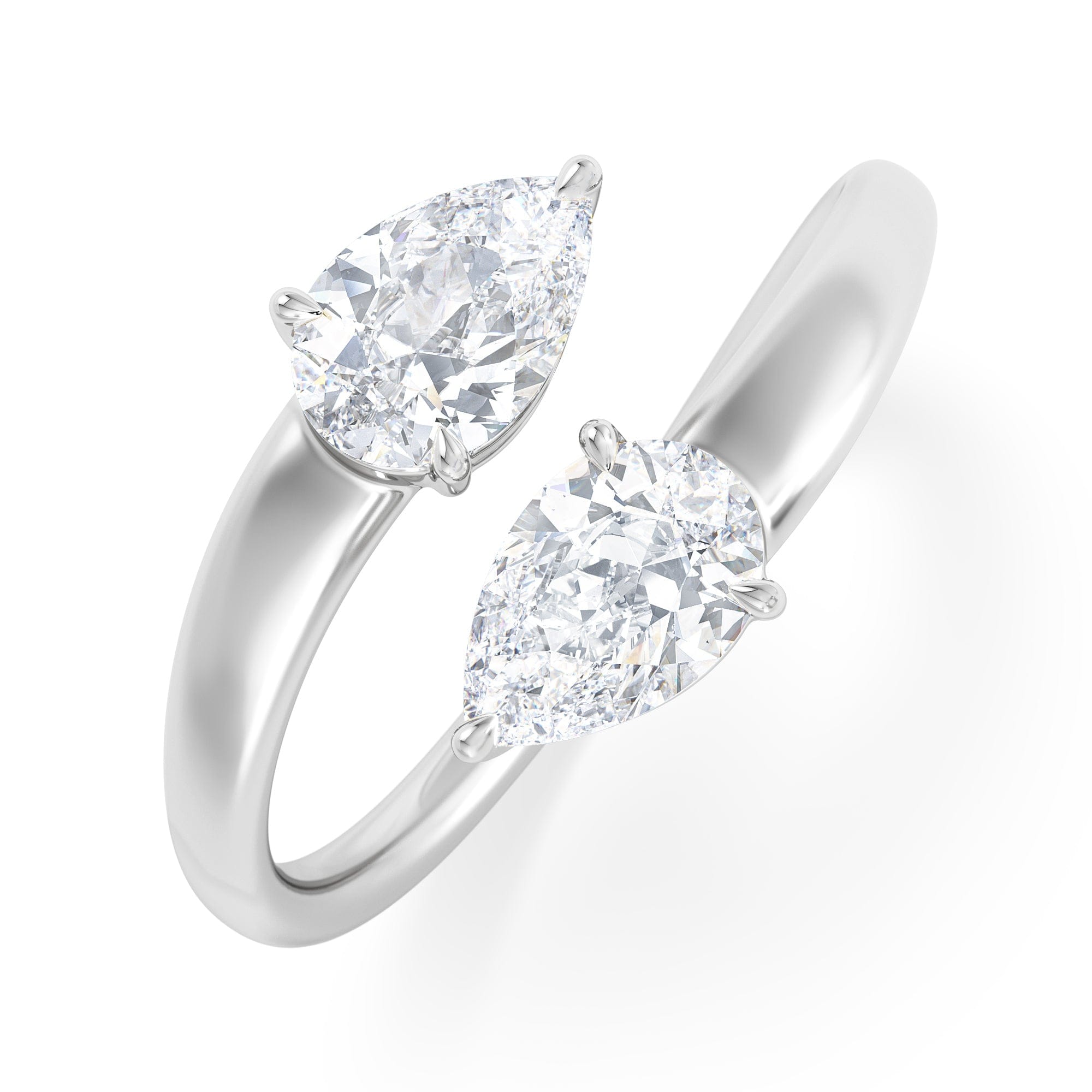 Diamond Affinity 0.80ct Pear Cut Lab Diamond 2 Stone Ring in Platinum