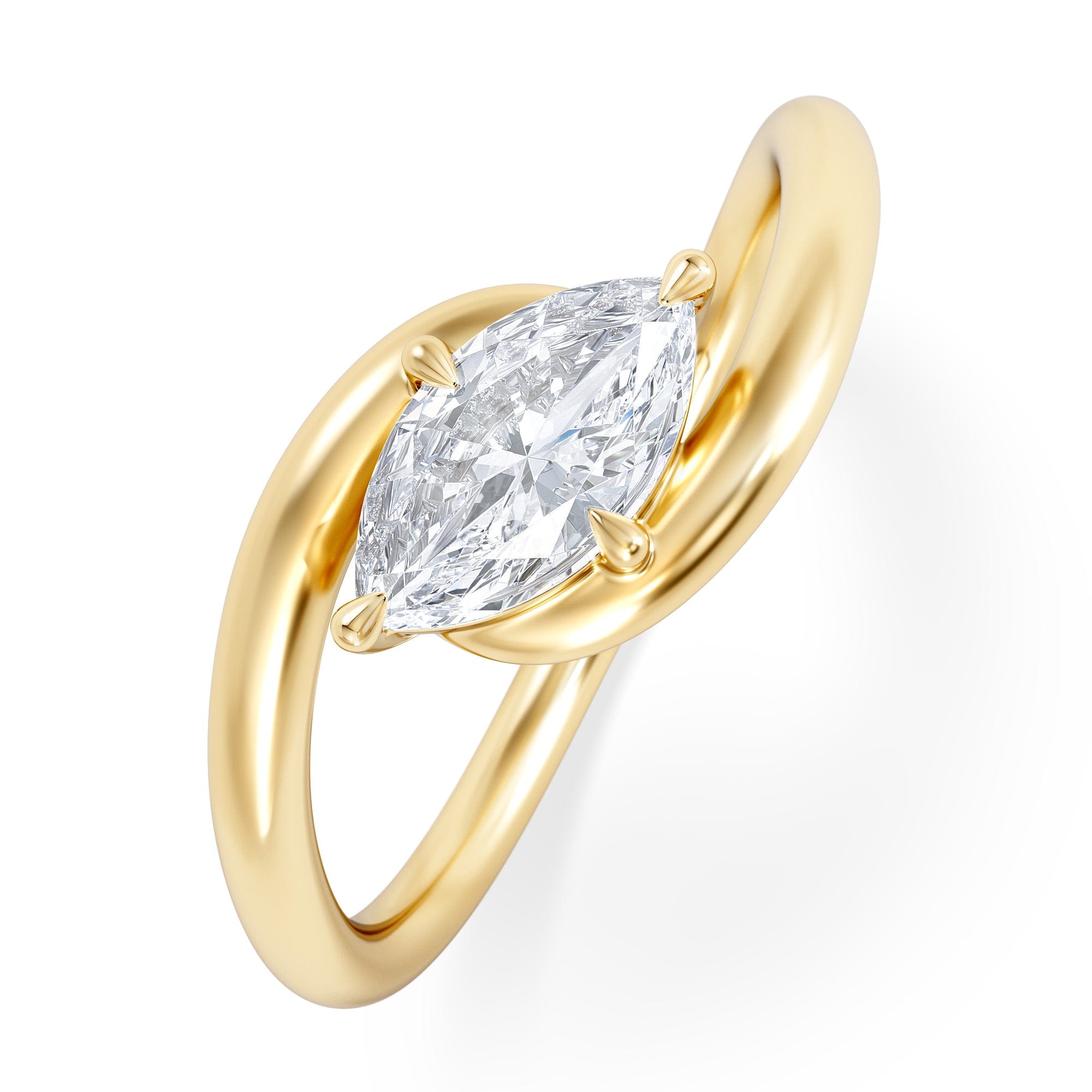 Solitaire Affinity 0.50ct Marquise Cut Lab Diamond Solitaire Engagement Ring in 18K Yellow Gold