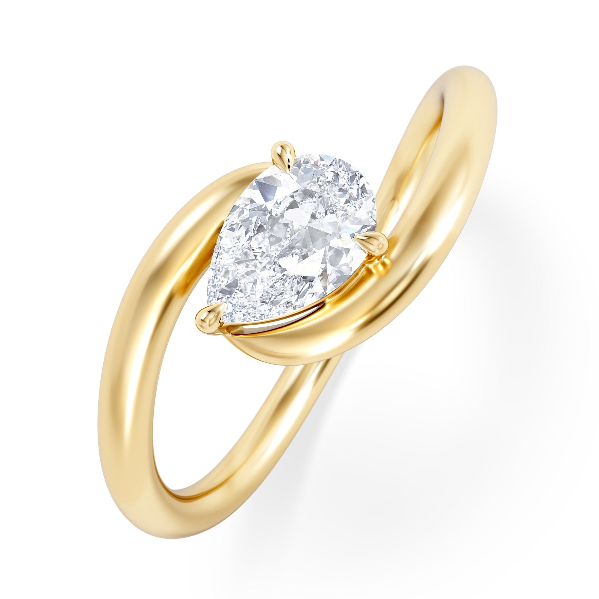 Solitaire Affinity 0.50ct Pear Cut Lab Diamond Solitaire Engagement Ring in 18K Yellow Gold