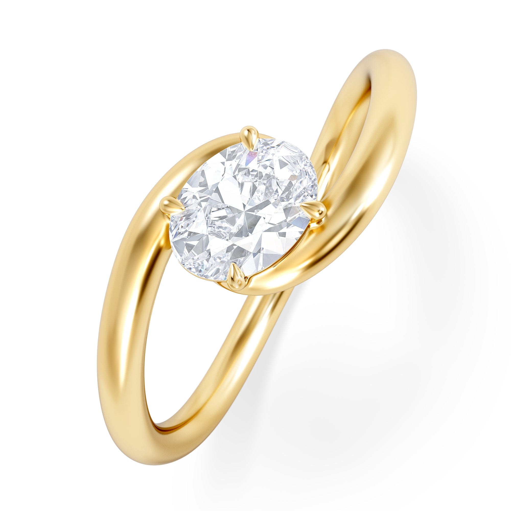 Solitaire Affinity 0.50ct Oval Cut Lab Diamond Solitaire Engagement Ring in 18K Yellow Gold