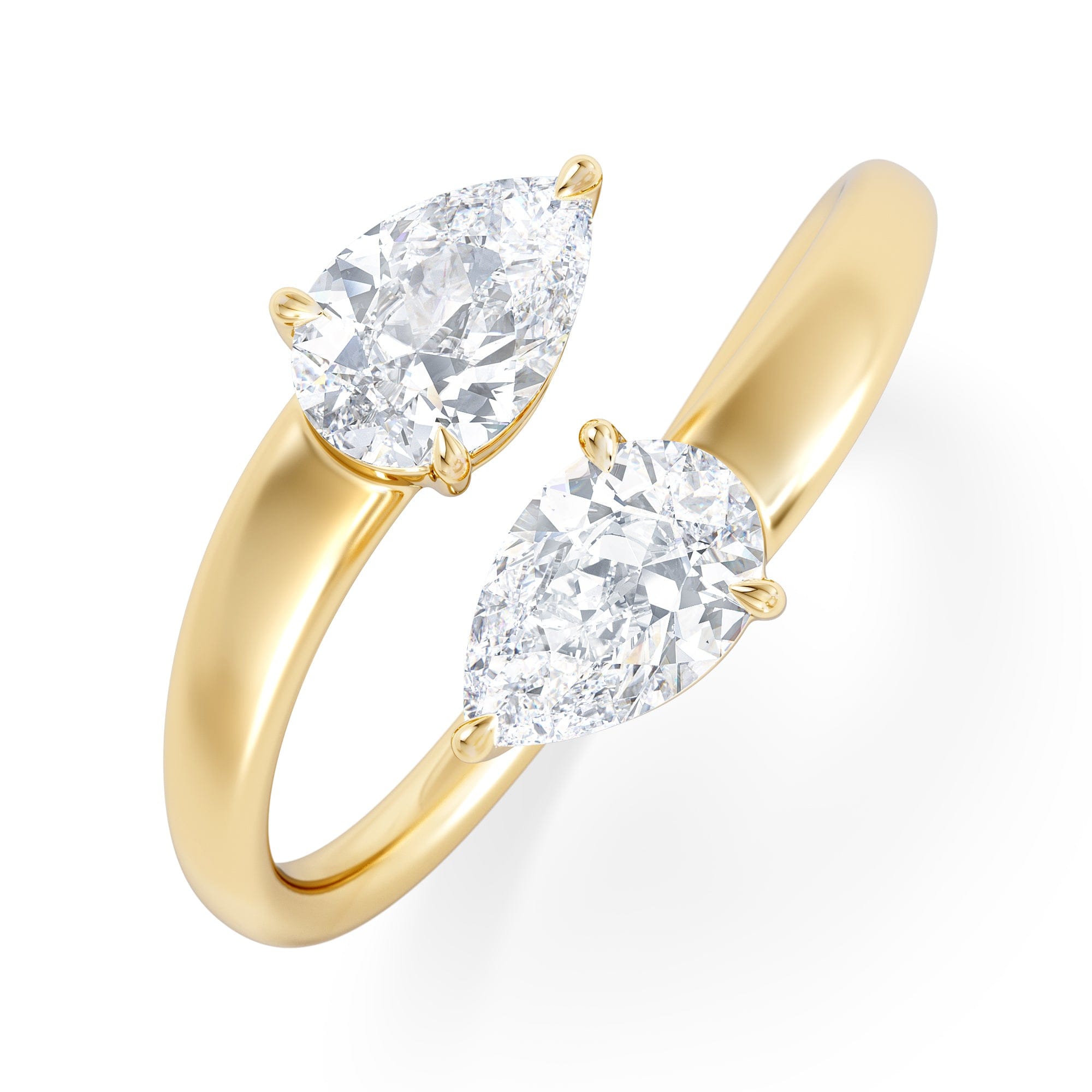 Diamond Affinity 0.80ct Pear Cut Lab Diamond 2 Stone Ring in 18K Yellow Gold