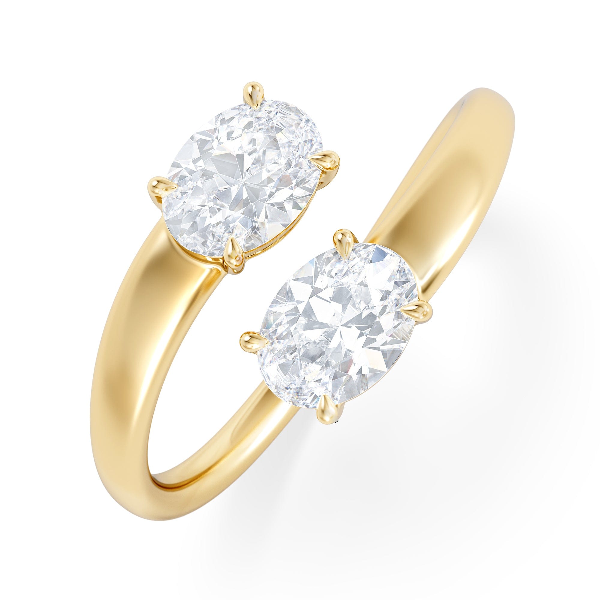 Diamond Affinity 0.80ct Oval Cut Lab Diamond 2 Stone Ring in 18K Yellow Gold