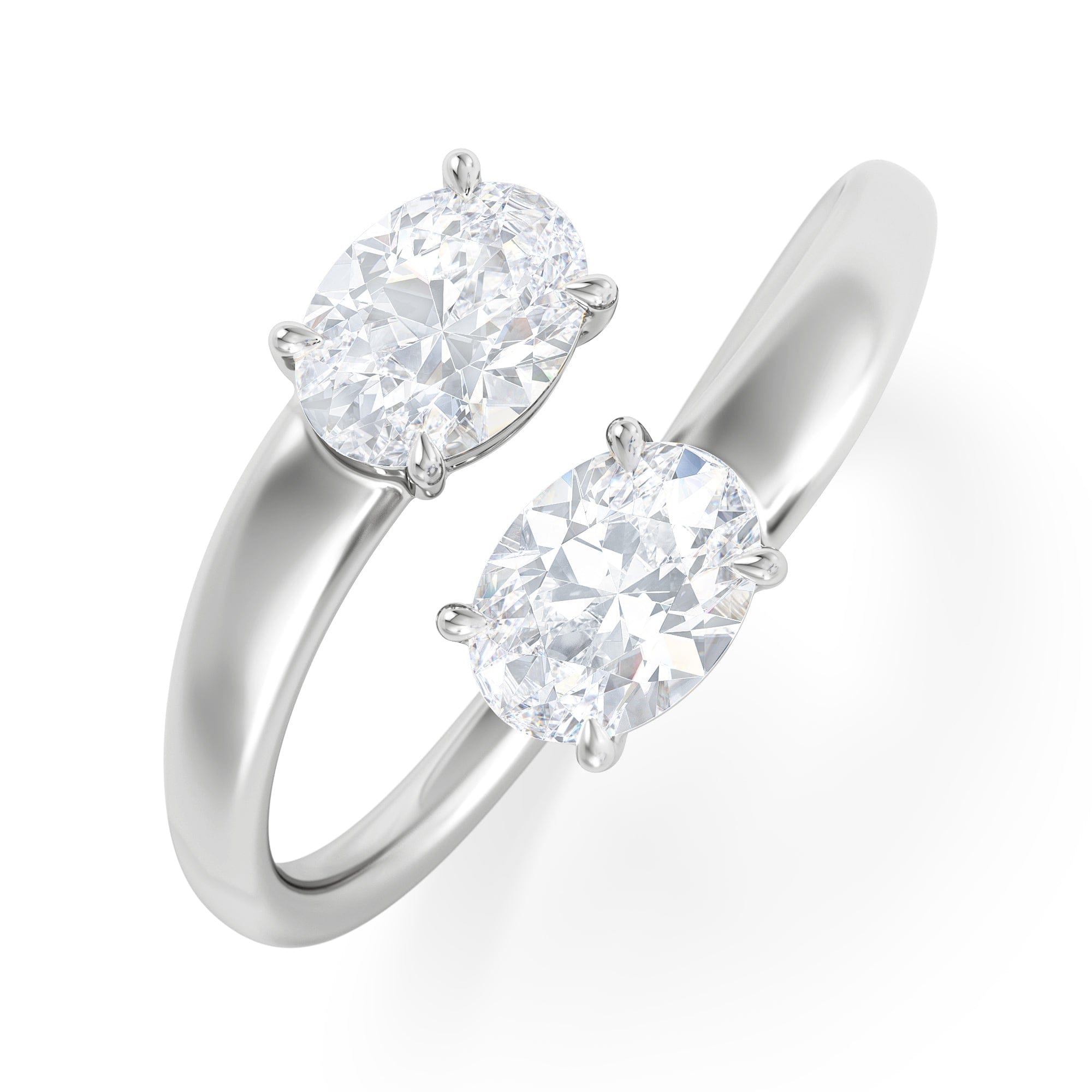 Diamond Affinity 0.80ct Oval Cut Lab Diamond 2 Stone Ring in Platinum
