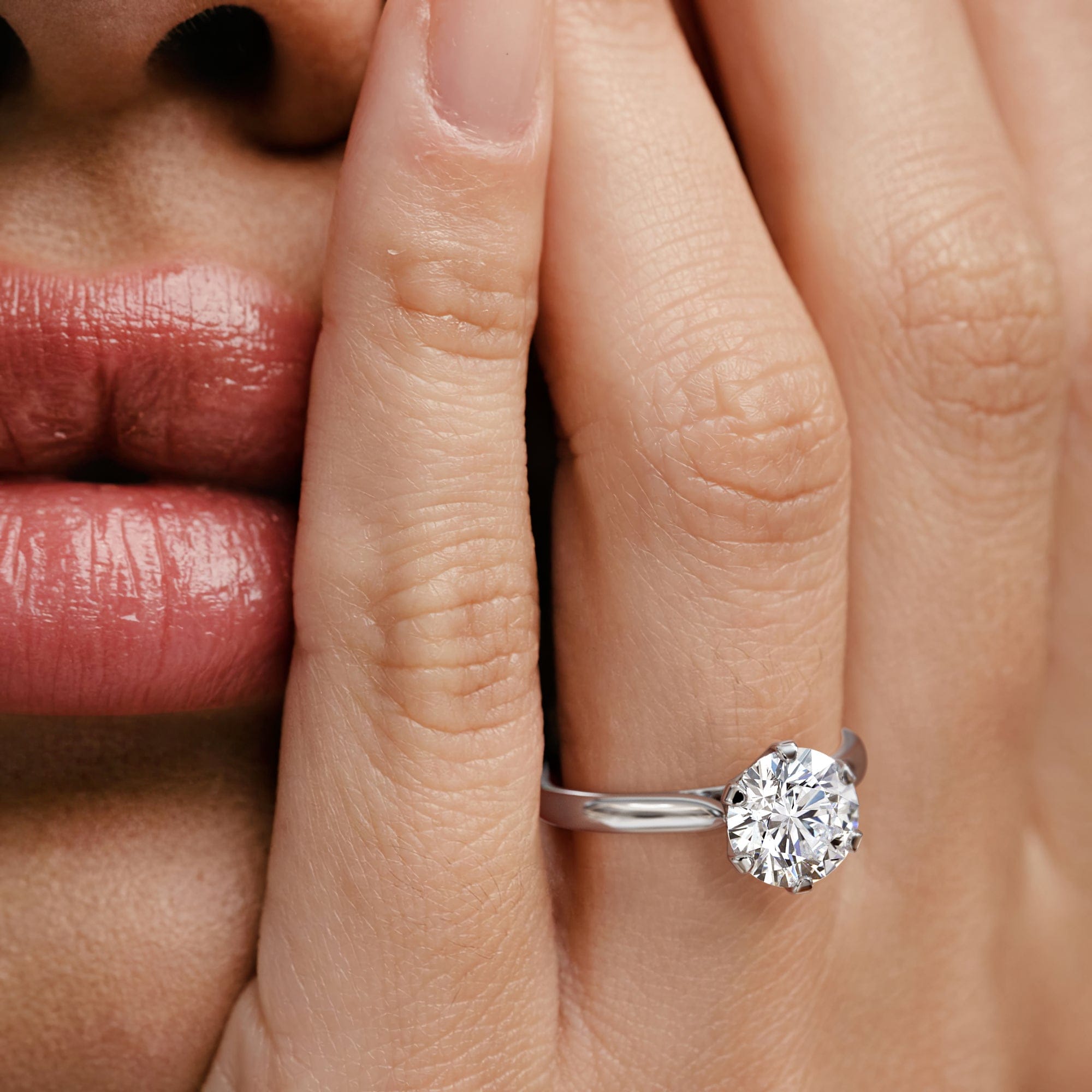 Diamond 2 Ct Diamond Engagement Ring High Set Chloe Lab F/VS1 18K White Gold