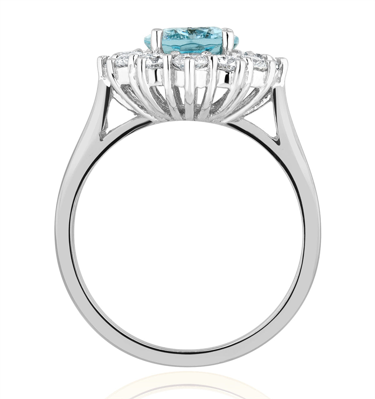 Diamond Aquamarine 1.7ct and Lab Diamond 1.00ct Cluster Ring Set in Platinum