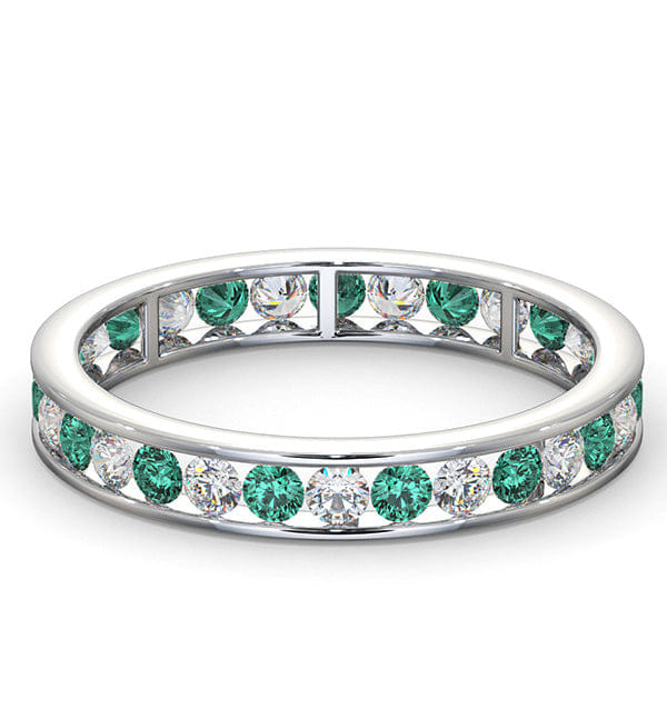 RING ETERNITY RING RAE DIAMONDS H/SI AND EMERALD 1.20CT - Platinum
