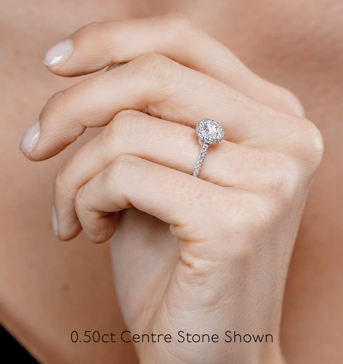 Diamond Valerie Diamond Halo Engagement Ring 18K White Gold 1.10ct G/SI2