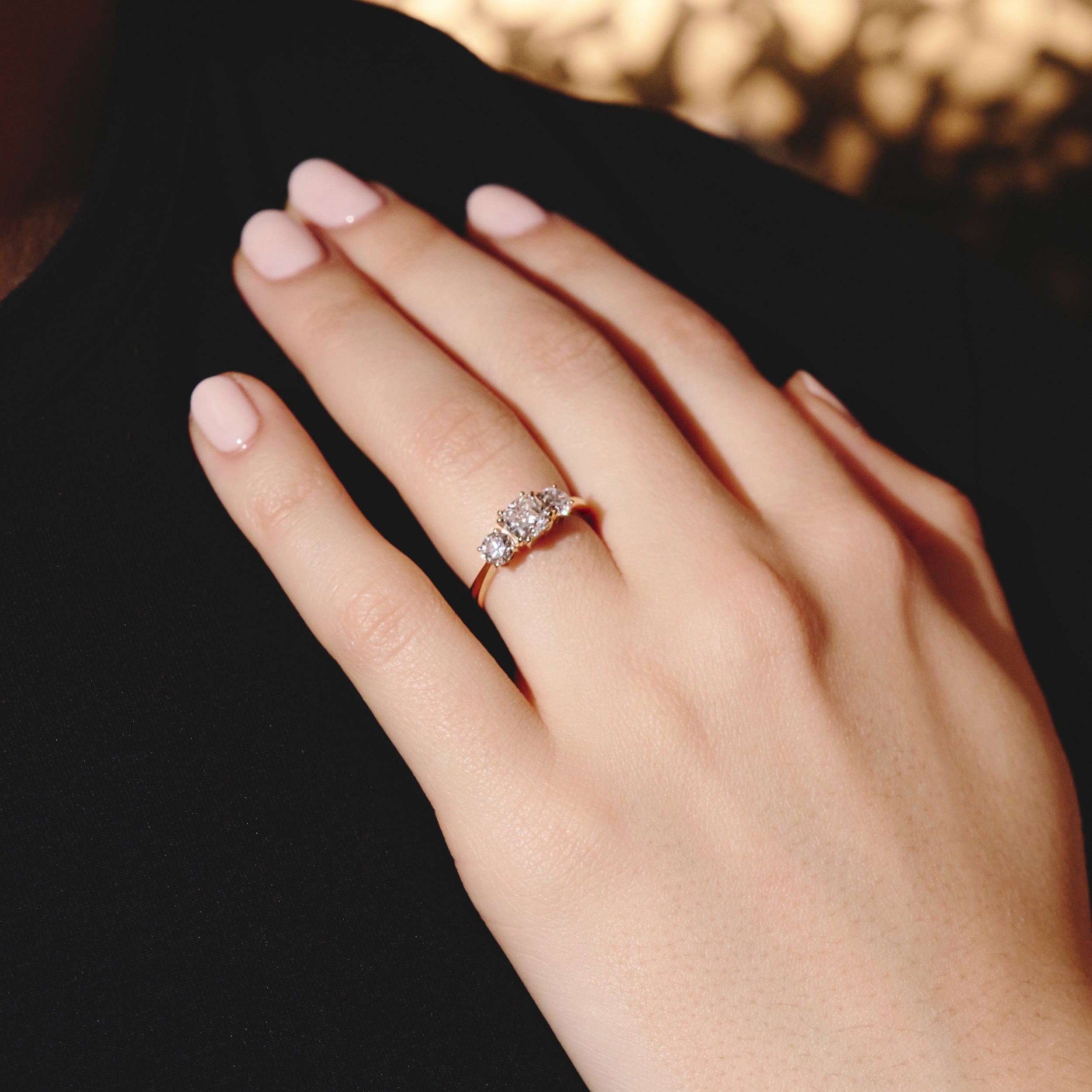 Diamond 3 Stone Meghan Lab Diamond Engagement Ring 1.7CT F/VS1 in 18K Gold
