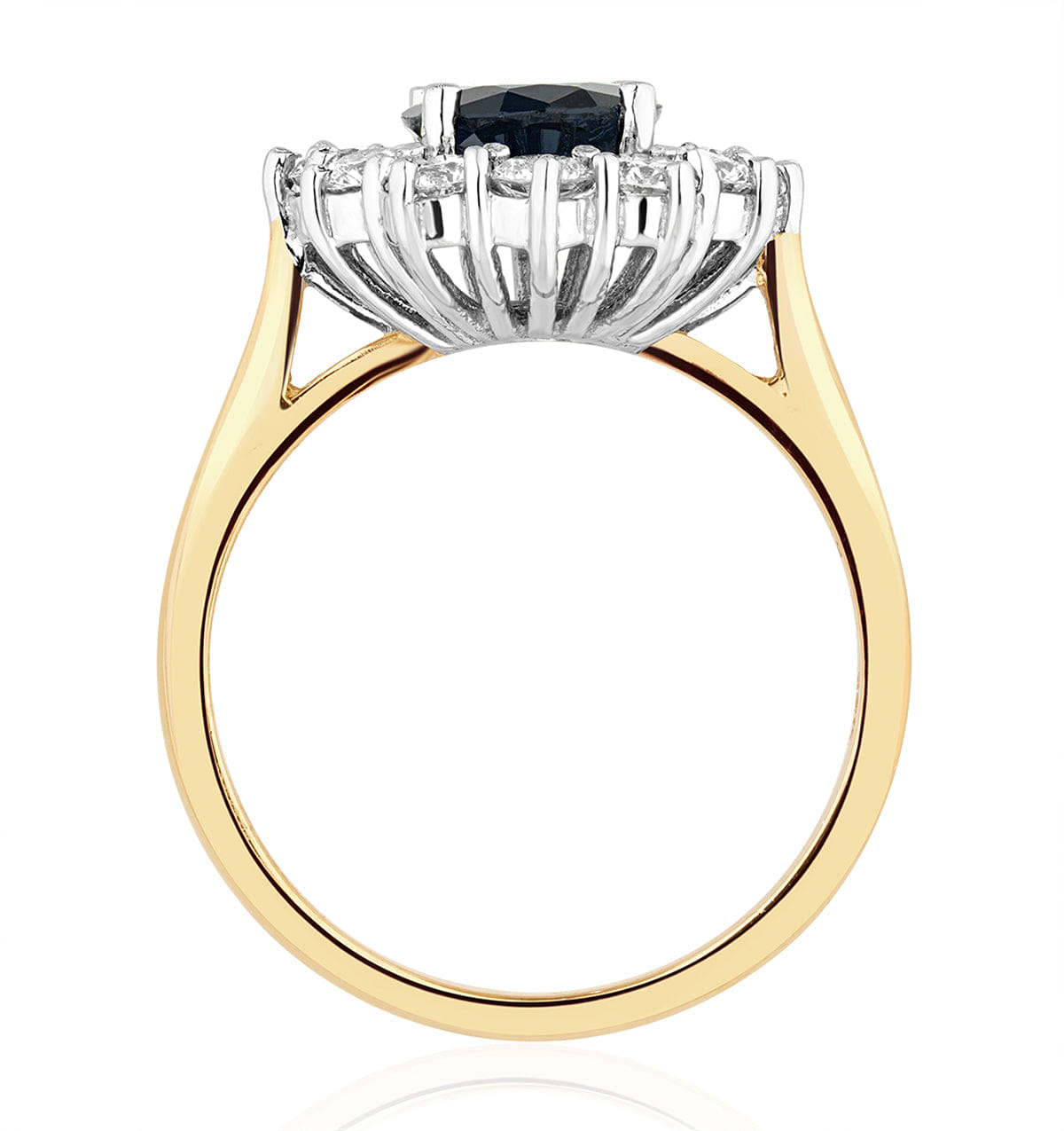 Diamond Sapphire 2.3ct And Lab Diamond 1ct Cluster Ring in 18K Gold