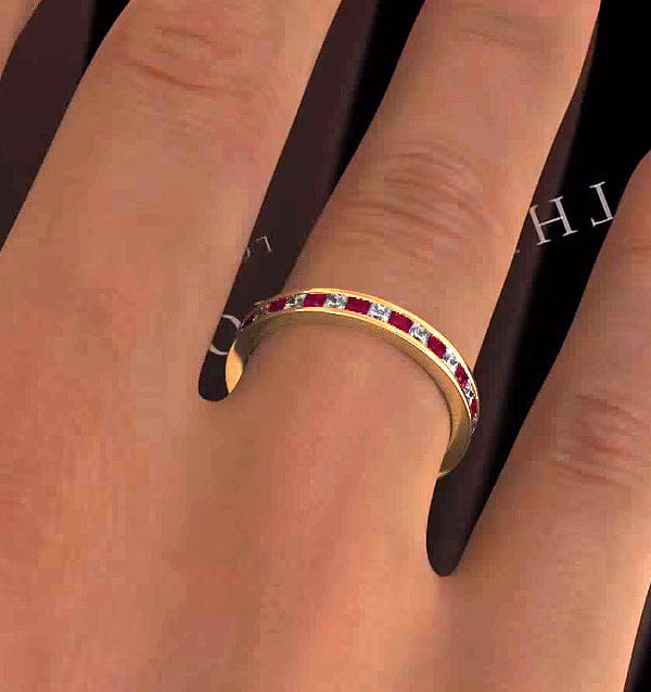LAUREN Eternity Ring Lauren Diamonds G/VS and Ruby 1.10CT in 18K Gold
