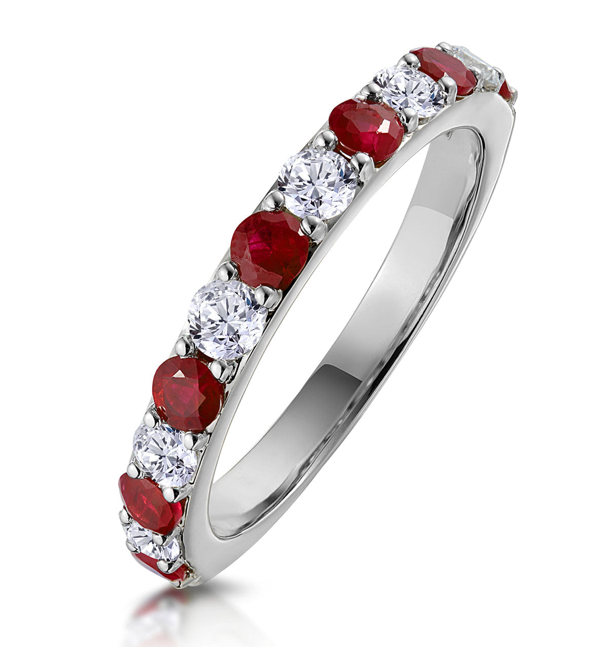 Diamond Ruby and 0.50ct Diamond Asteria Eternity Ring in 18K White Gold