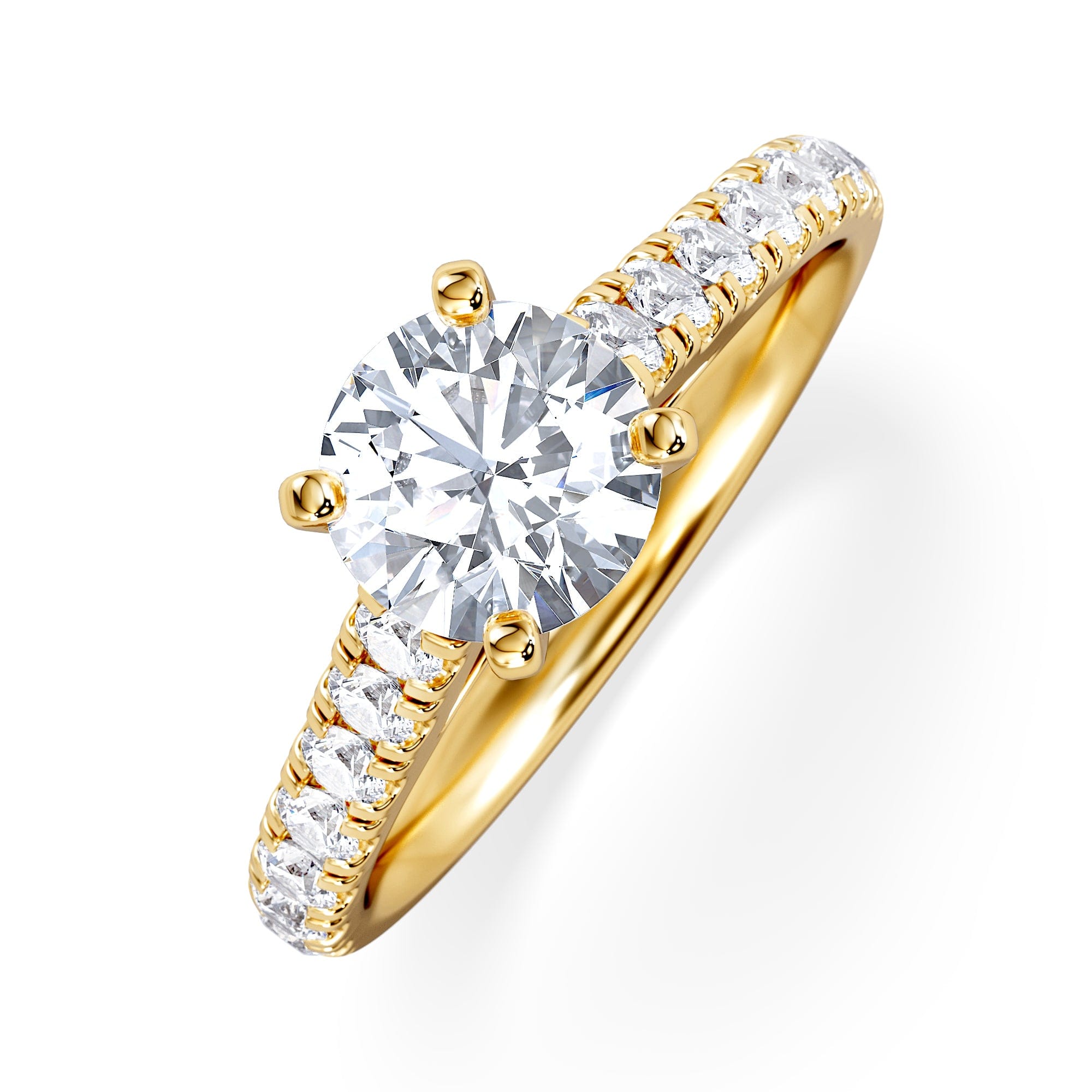 Diamond Natalia Lab Diamond Engagement Side Stone Ring 18K Gold 1.50CT F/VS1