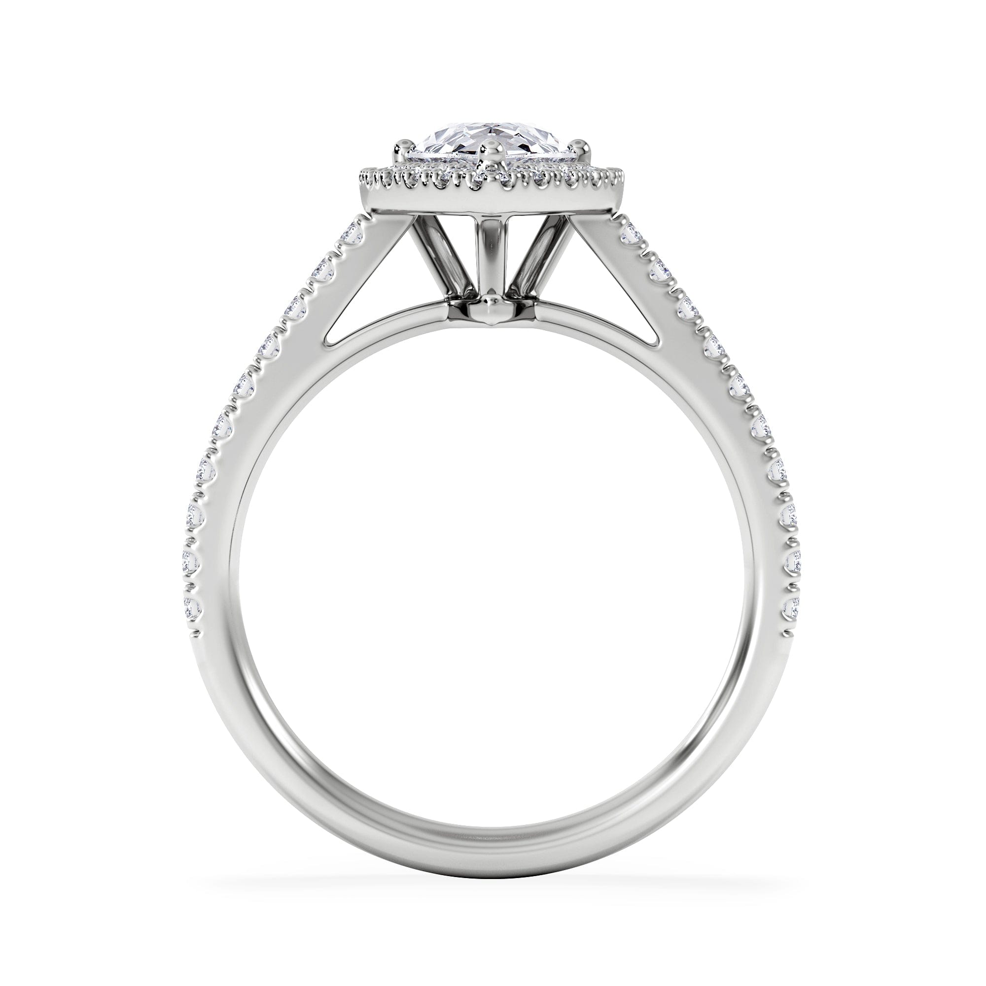 Diamond Diana Lab Diamond Pear Halo Engagement Ring Platinum 1.60ct F/VS1