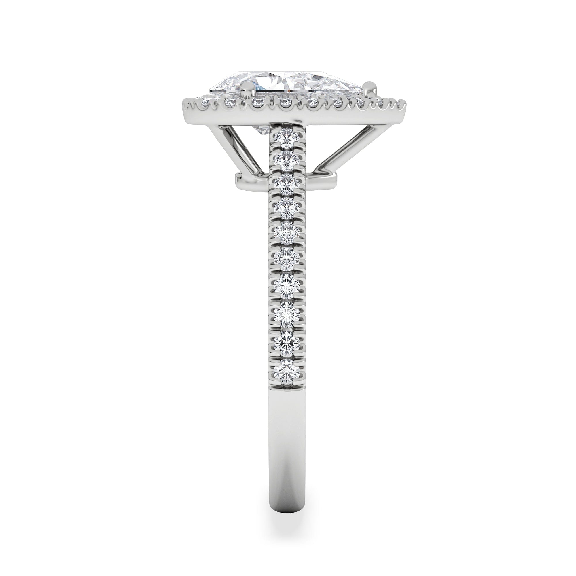Diamond Diana Lab Diamond Pear Halo Engagement Ring Platinum 1.60ct F/VS1