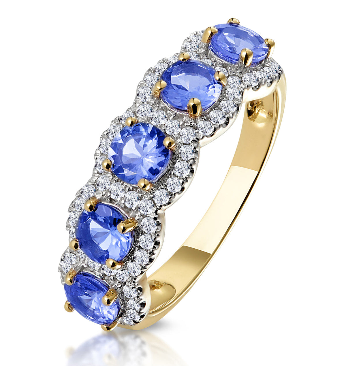 Diamond 1.20ct Tanzanite Asteria Eternity Halo Diamond Ring in 18K Gold