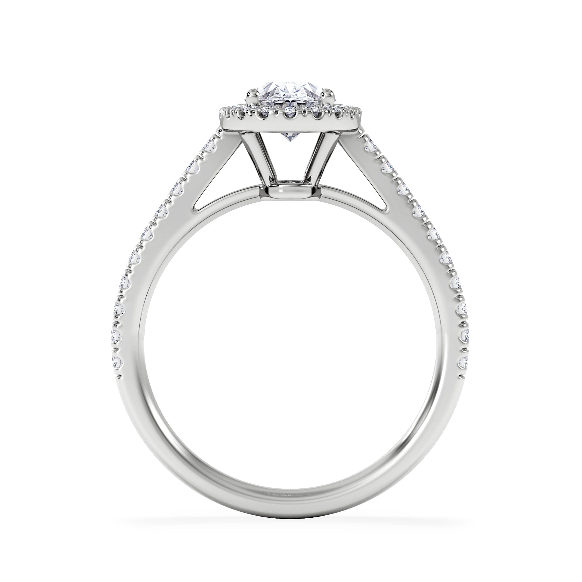 Diamond Georgina Lab Oval Diamond Halo Engagement Ring 18K White Gold 1.55ct F/VS1