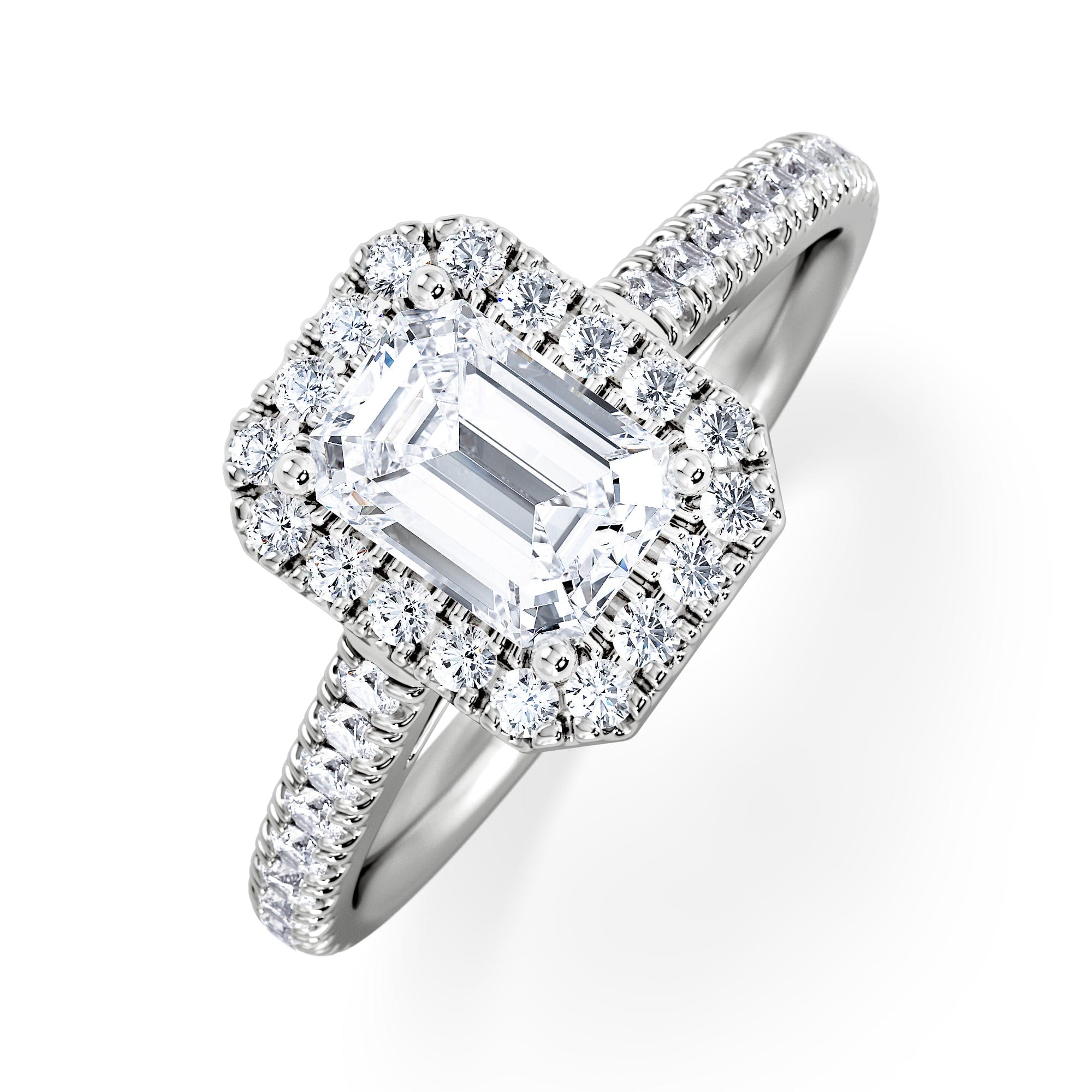 Diamond Annabelle Lab Diamond Halo Engagement Ring 18K White Gold 1.65ct F/VS1