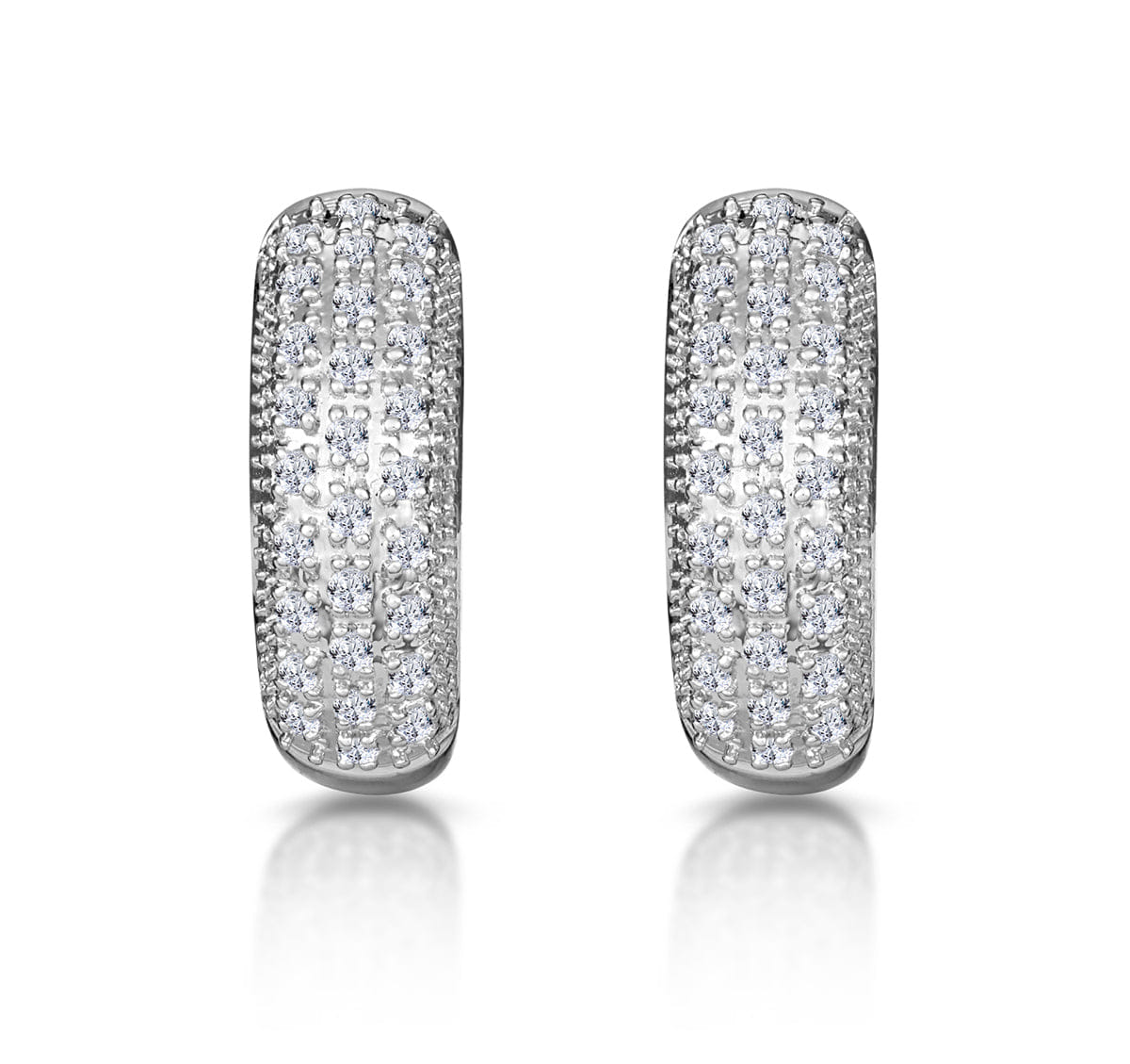 Diamond Huggie Earrings Lab Diamond Pave Set 0.33ct in 925 Silver