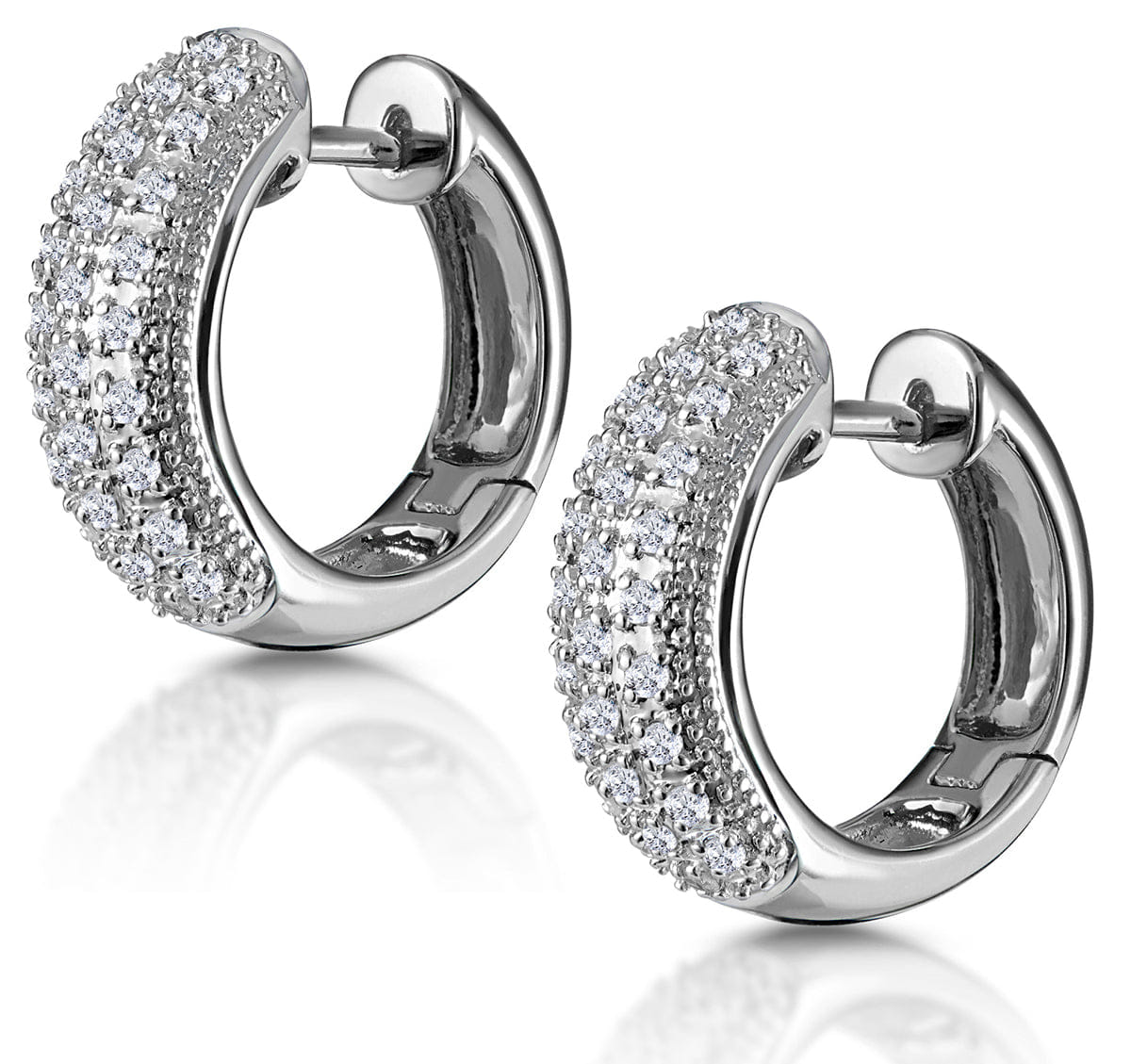 Diamond Huggie Earrings Lab Diamond Pave Set 0.33ct in 925 Silver