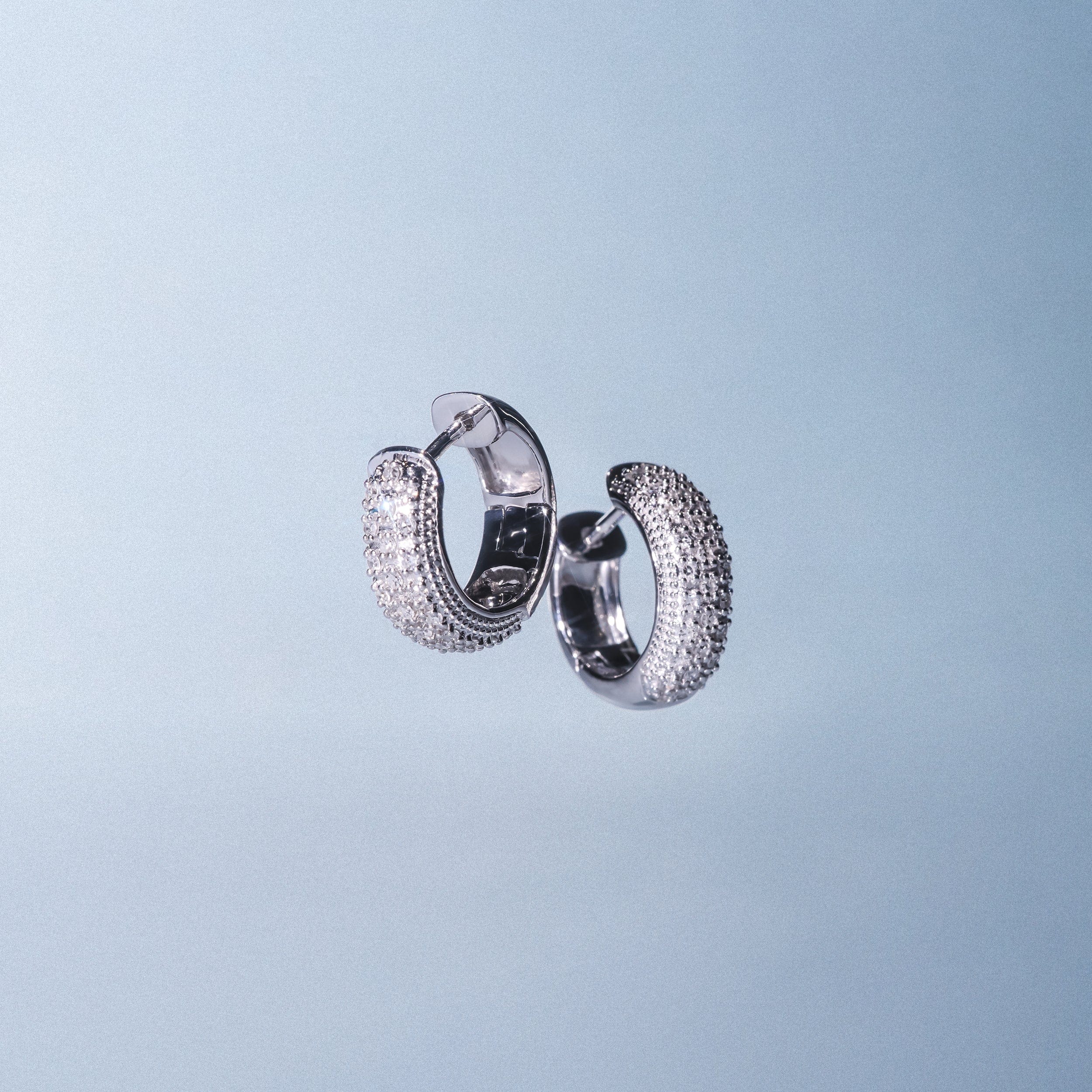 Diamond Huggie Earrings Lab Diamond Pave Set 0.33ct in 925 Silver