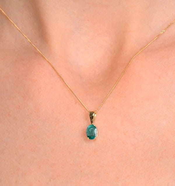 Yellow Emerald 0.76CT 9K Yellow Gold Pendant Necklace