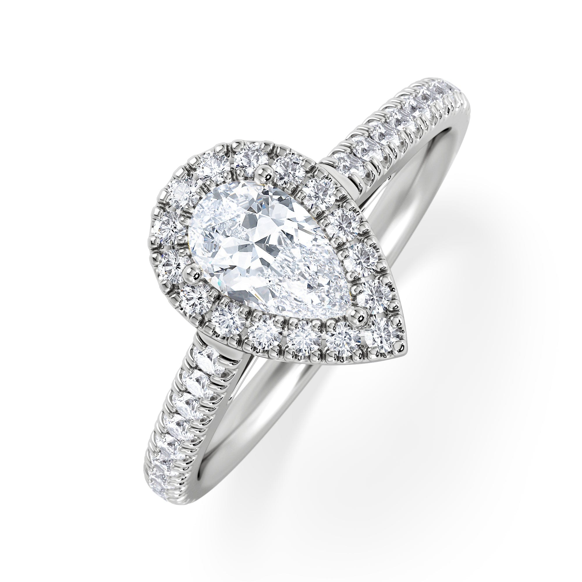 Diamond Diana Lab Diamond Pear Halo Engagement Ring Platinum 1ct F/VS1