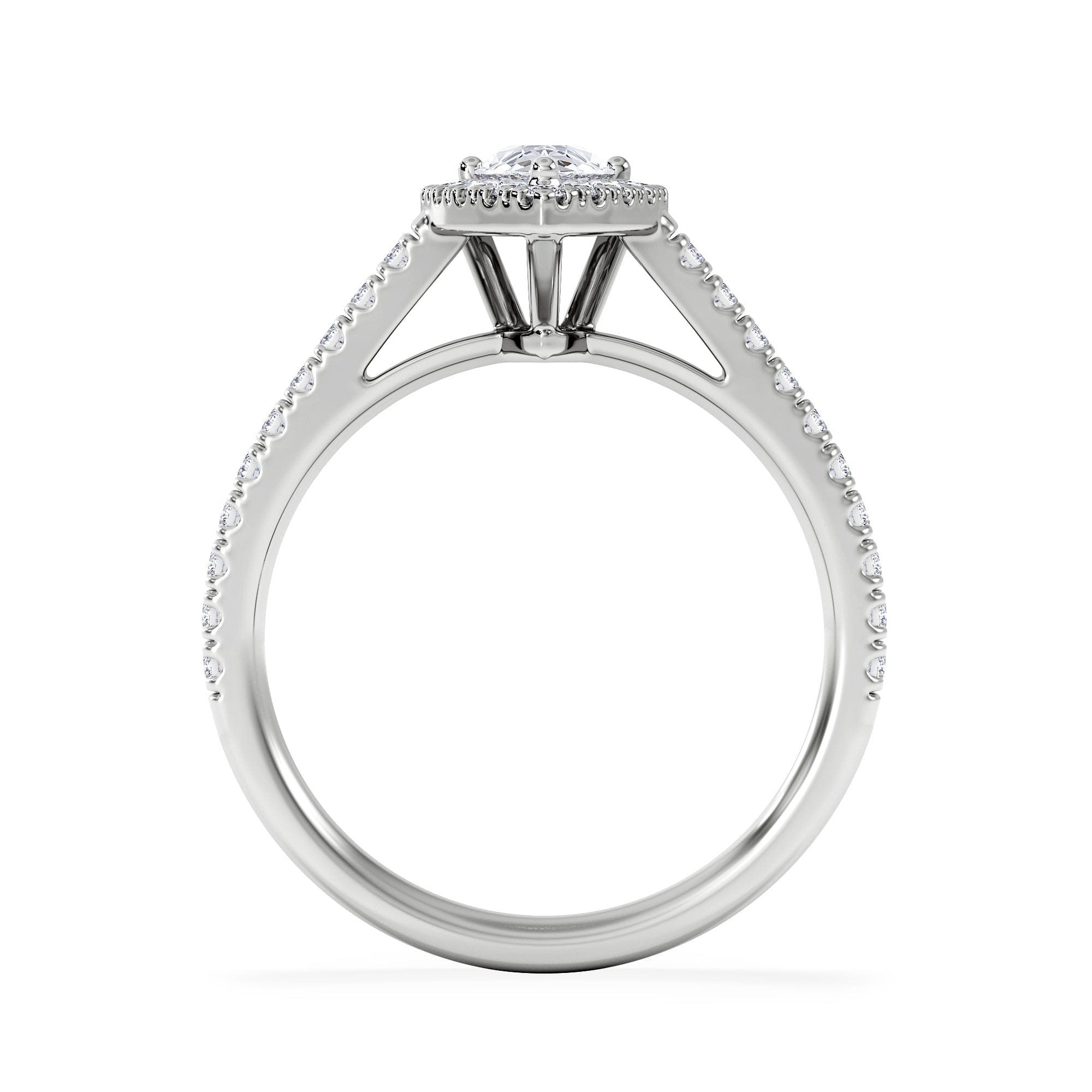 Diamond Diana Lab Diamond Pear Halo Engagement Ring Platinum 1ct F/VS1