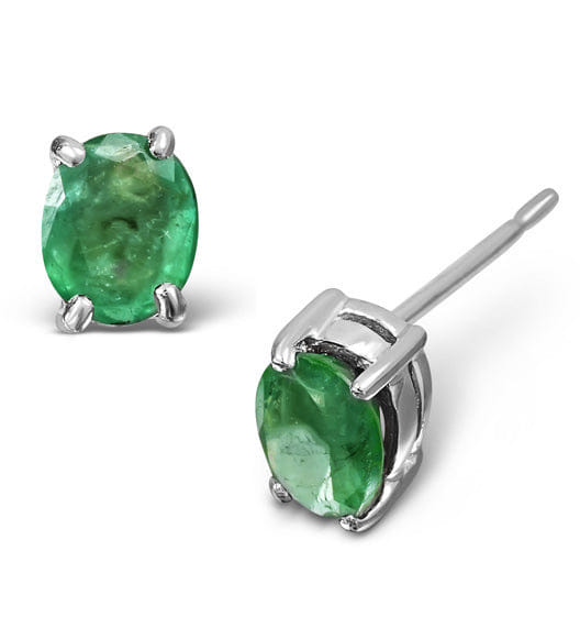 WHITE* Emerald 5 x 4 mm 0.70ct 9K White Gold Earrings