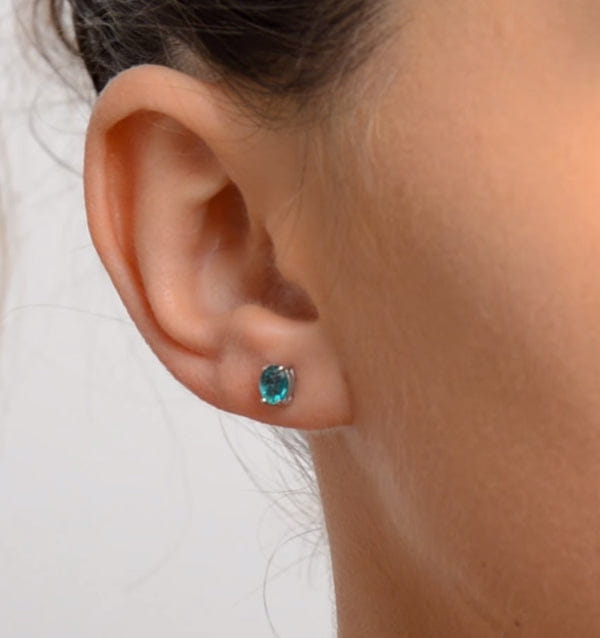 WHITE* Emerald 5 x 4 mm 0.70ct 9K White Gold Earrings