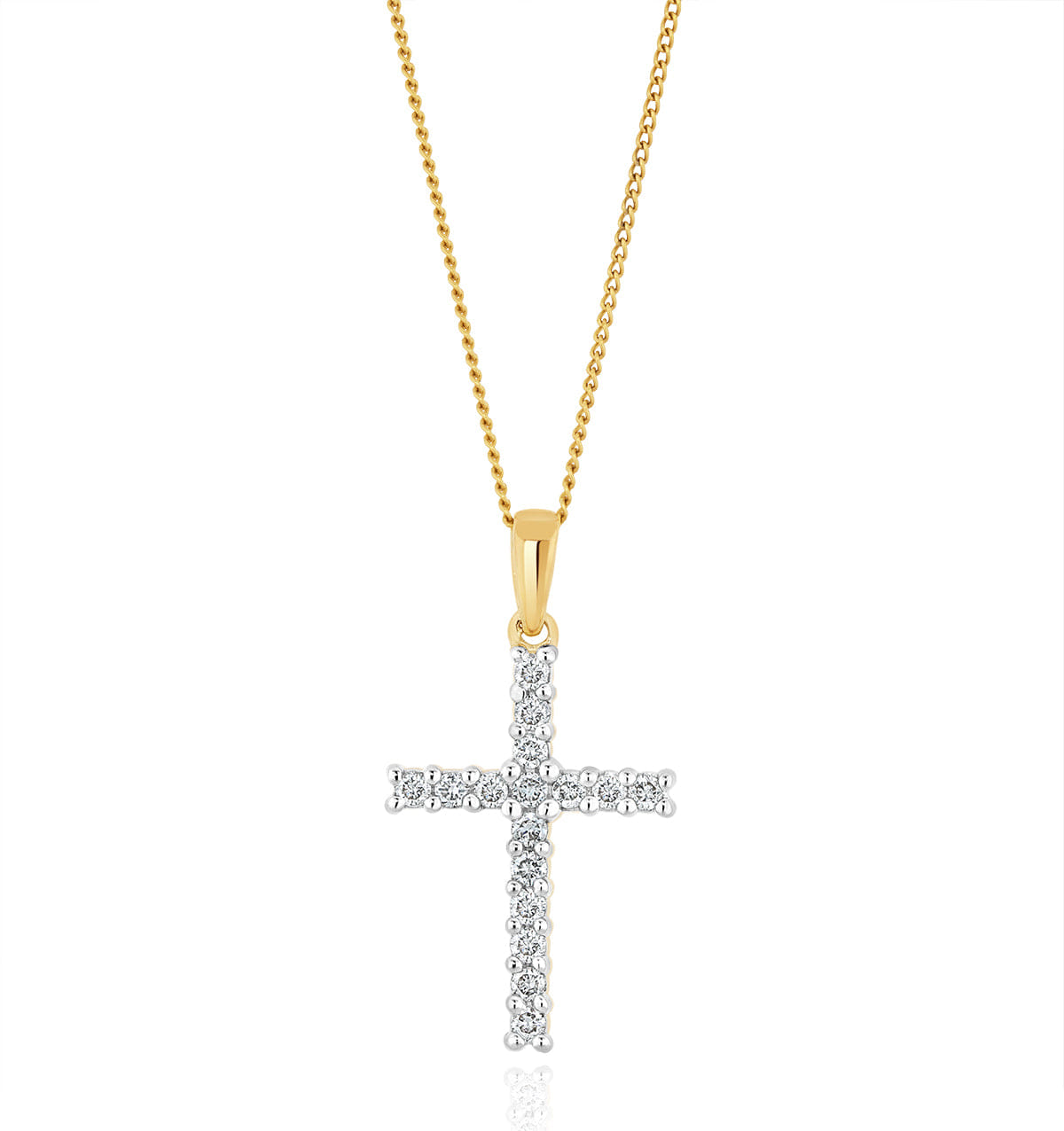 Diamond Lab Diamond Cross Pendant Necklace Claw Set 0.25ct H/Si in 9K Gold